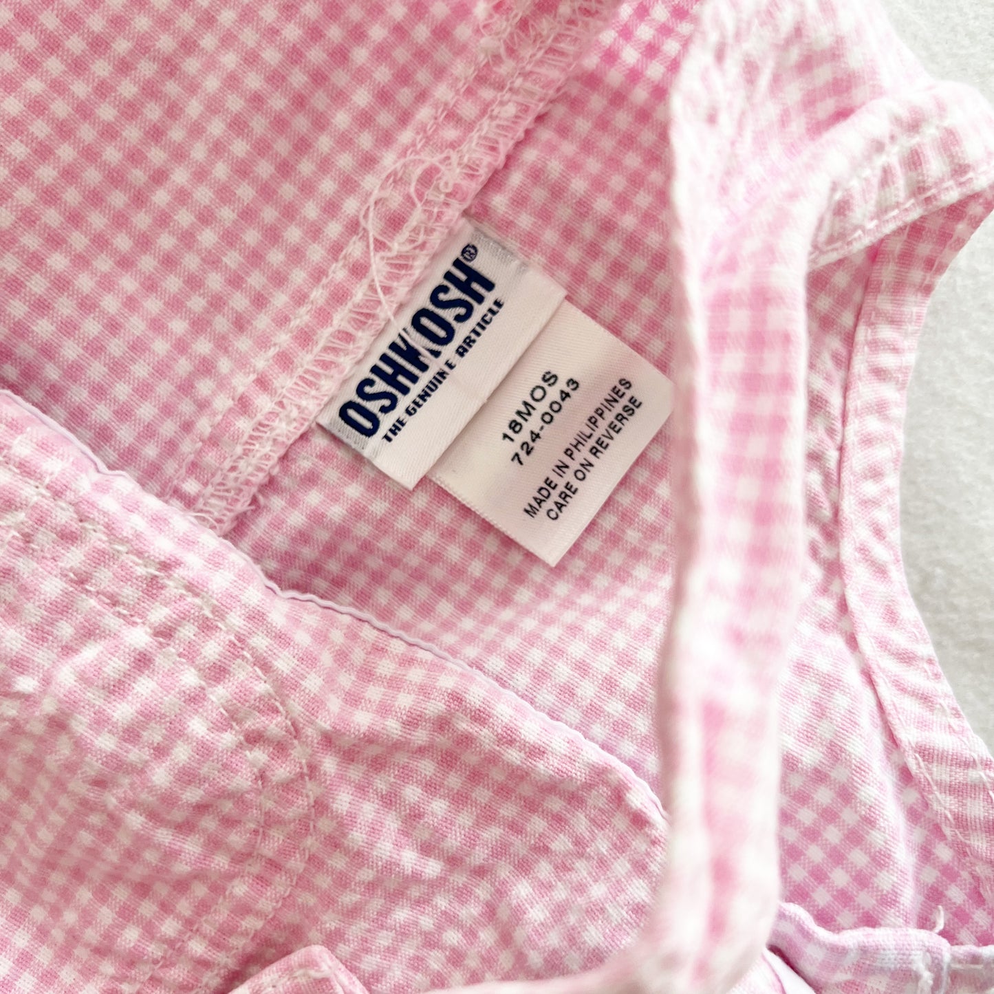 OshKosh Pink Gingham Shortalls - Yellow Clover Vintage Kids Clothes