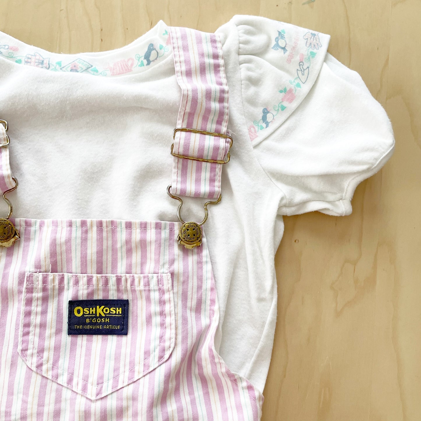 Vintage OshKosh Lilac Striped Skirtall Set - Yellow Clover Vintage Kids Clothes