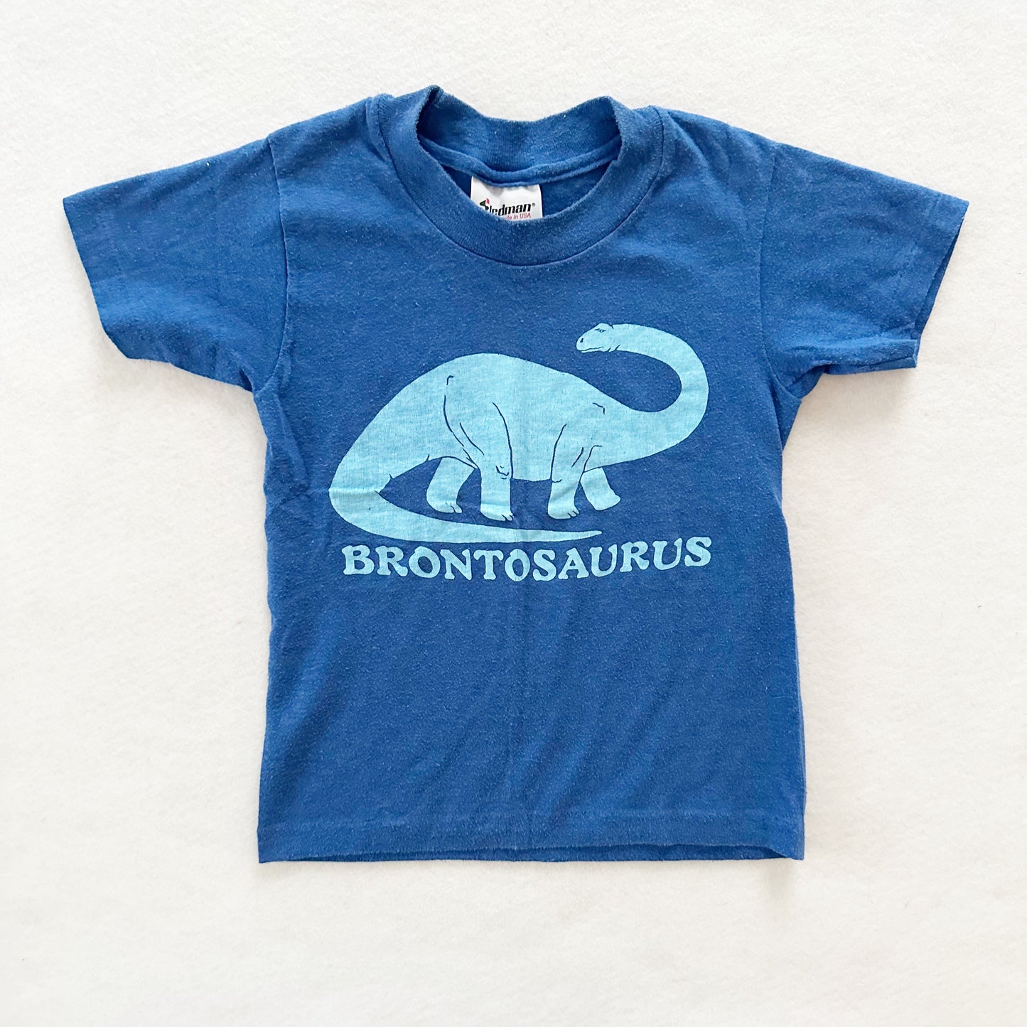 Brontosaurus Single Stitch Tee - Yellow Clover Vintage Kids Clothes