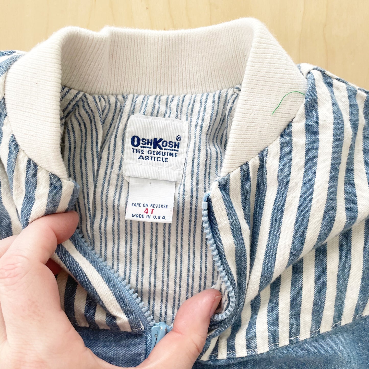 OshKosh Chambray Stripe Accent Jacket - Yellow Clover Vintage Kids Clothes