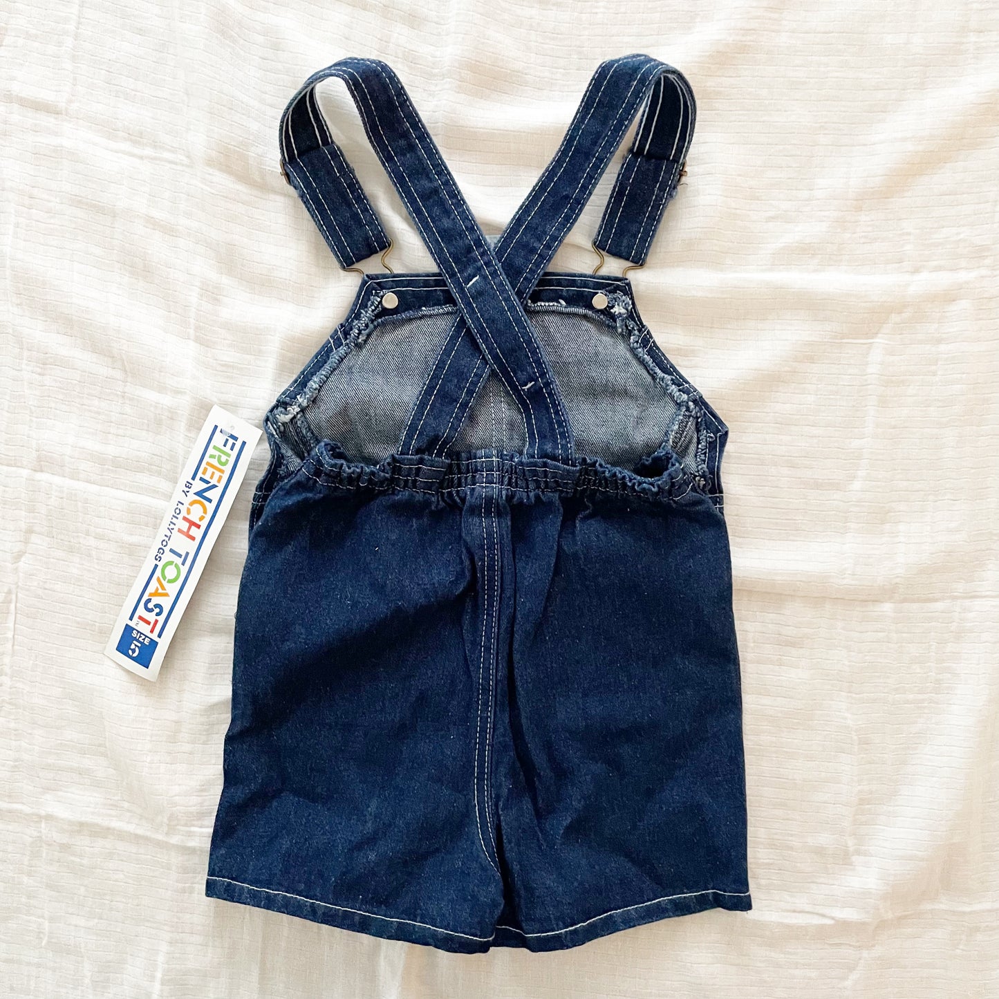 French Toast Dark Wash Denim Shortalls - Yellow Clover Vintage Kids Clothes