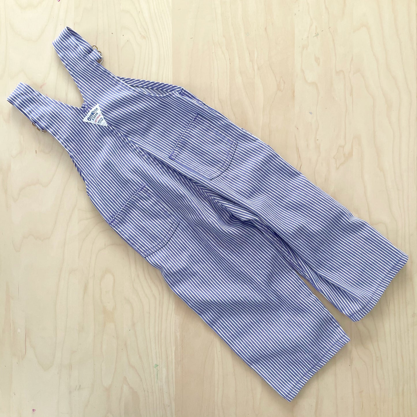 OshKosh Purple Engineer Stripe Overalls - Yellow Clover Vintage Kids Clothes