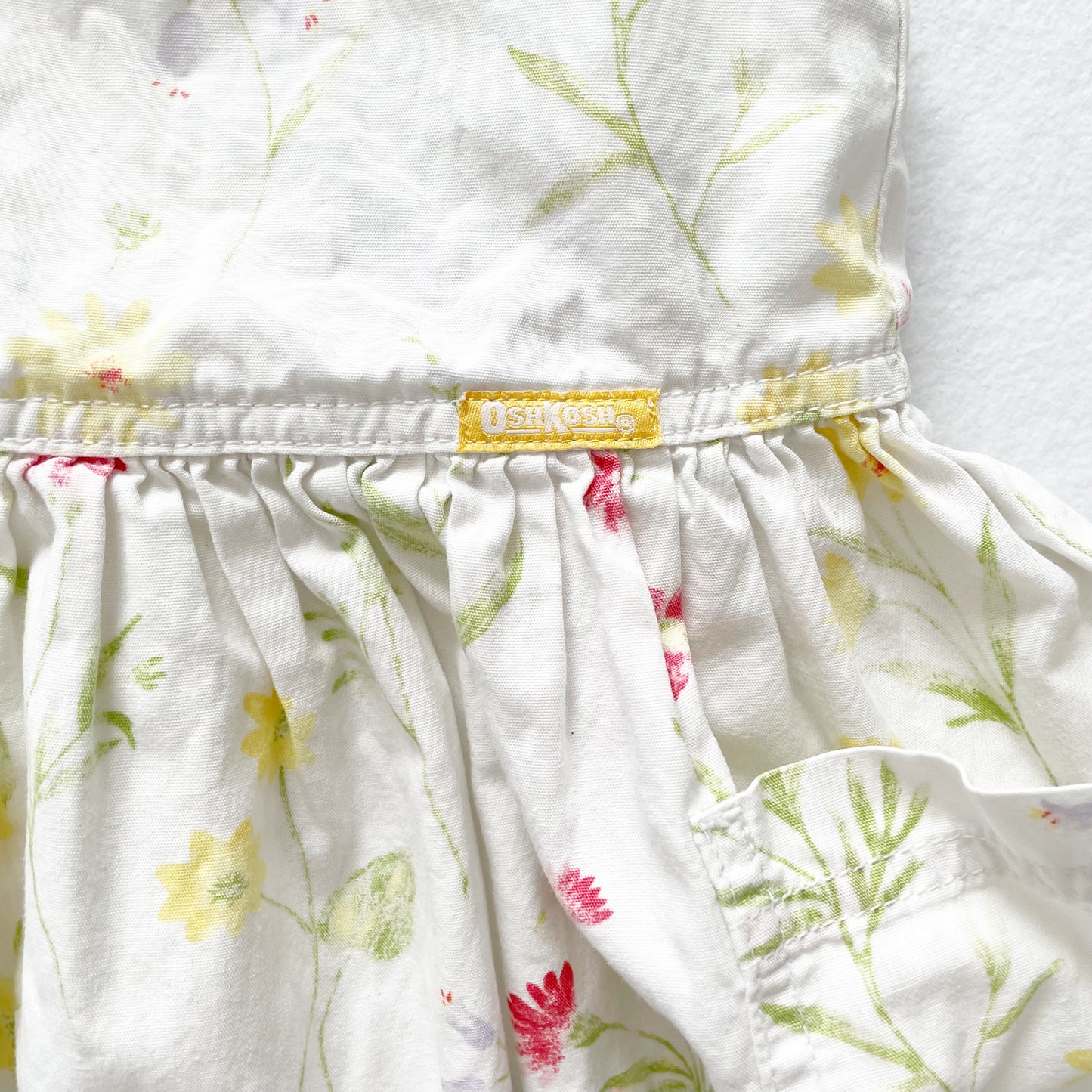 OshKosh White Floral Dress - Yellow Clover Vintage Kids Clothes