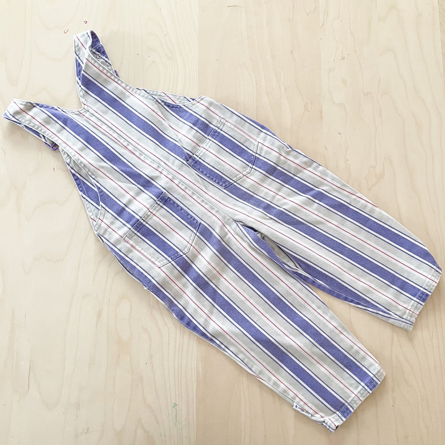 Gymboree Striped Reptile Patch Overalls - Yellow Clover Vintage Kids Clothes