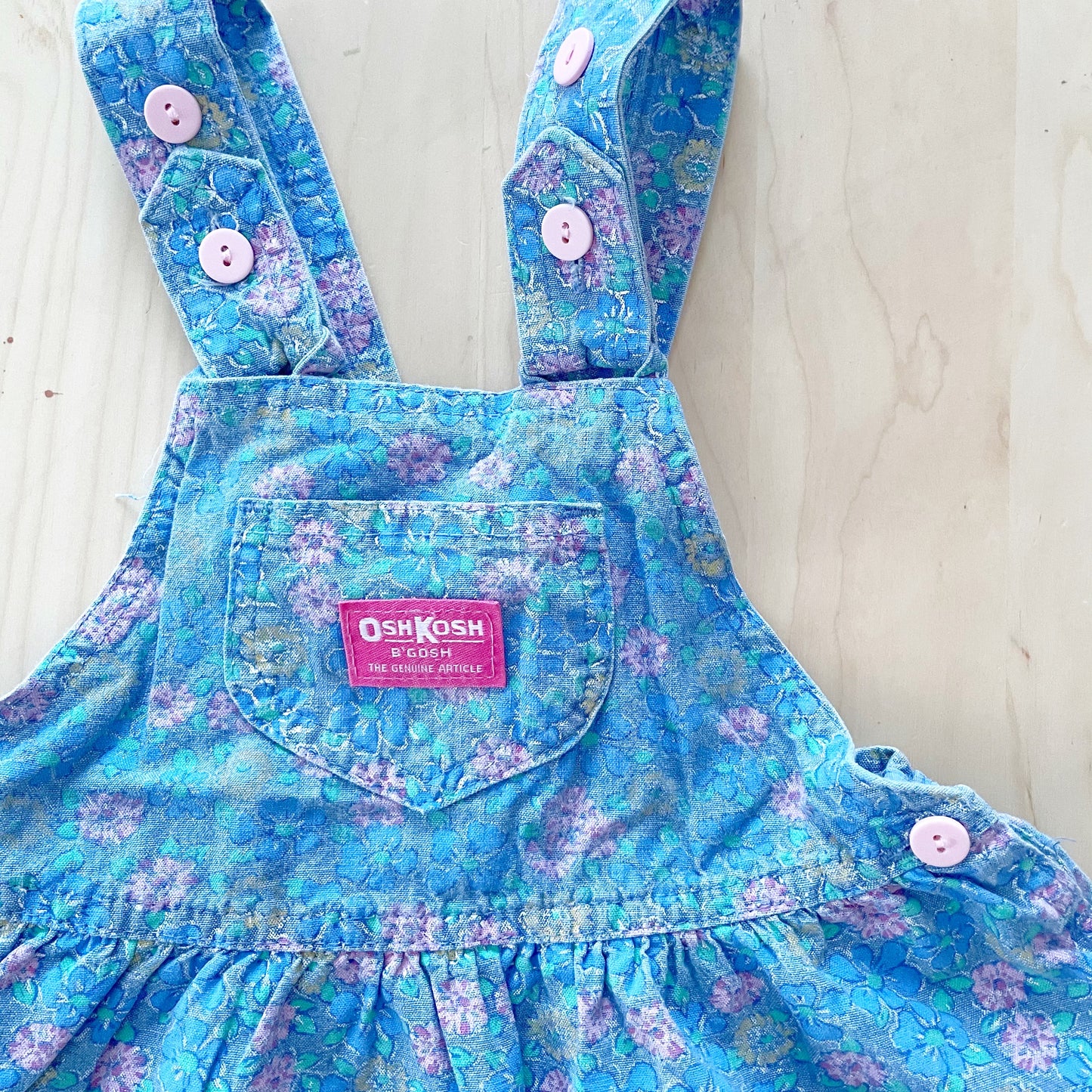 Vintage OshKosh Chambray Floral Bow Back Skirtall