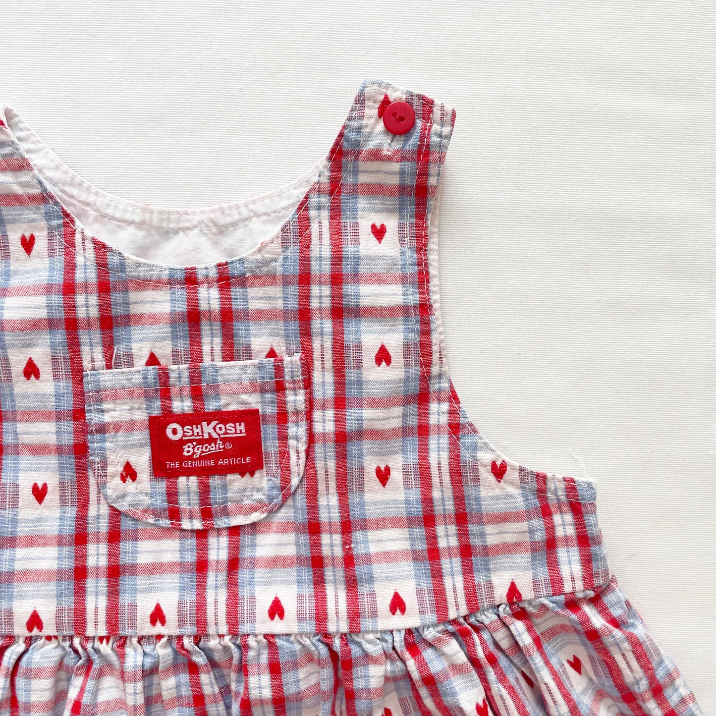 OshKosh Plaid Heart Woven Pinafore Dress - Yellow Clover Vintage Kids Clothes