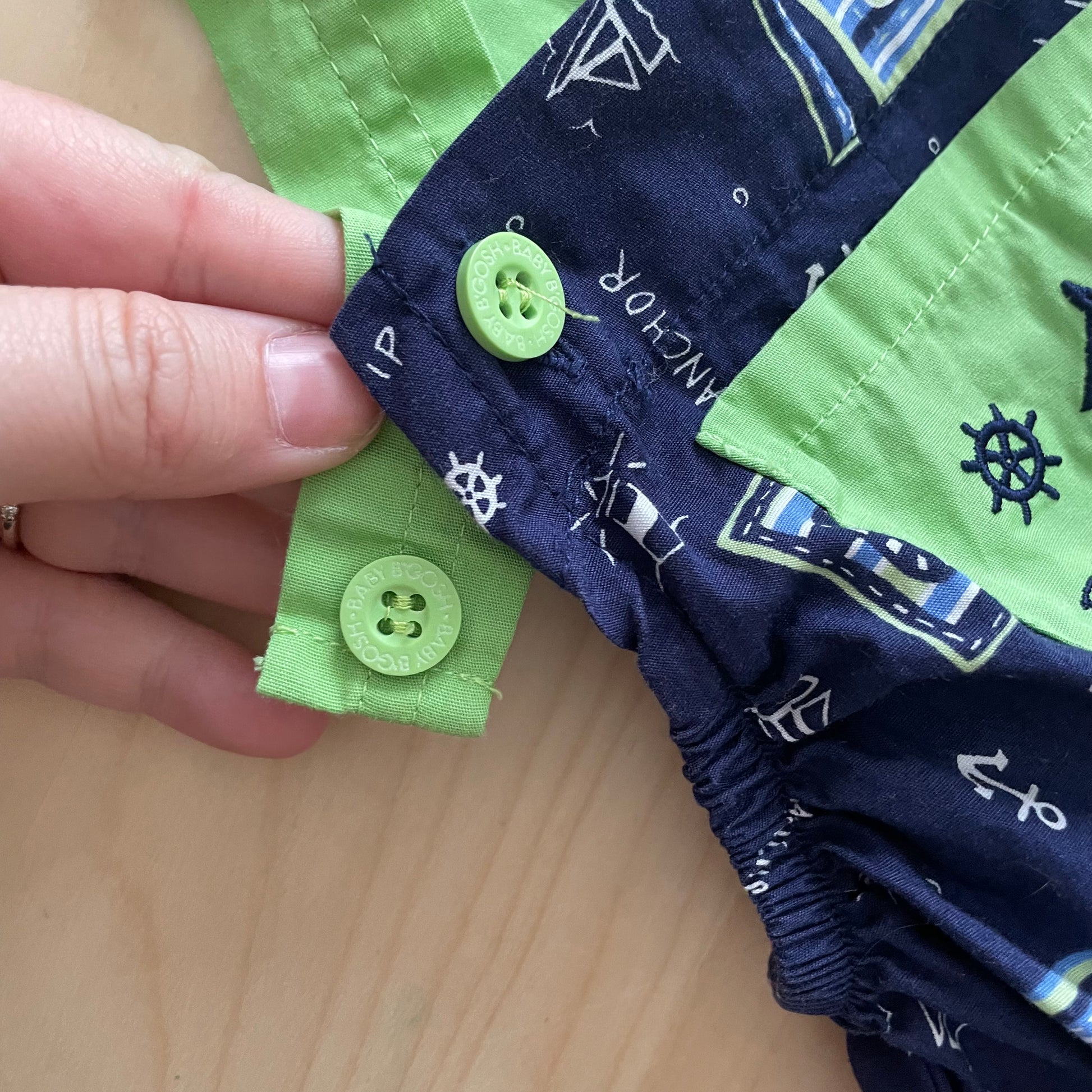 Baby B’gosh Nautical Cotton Bubble Romper - Yellow Clover Vintage Kids Clothes