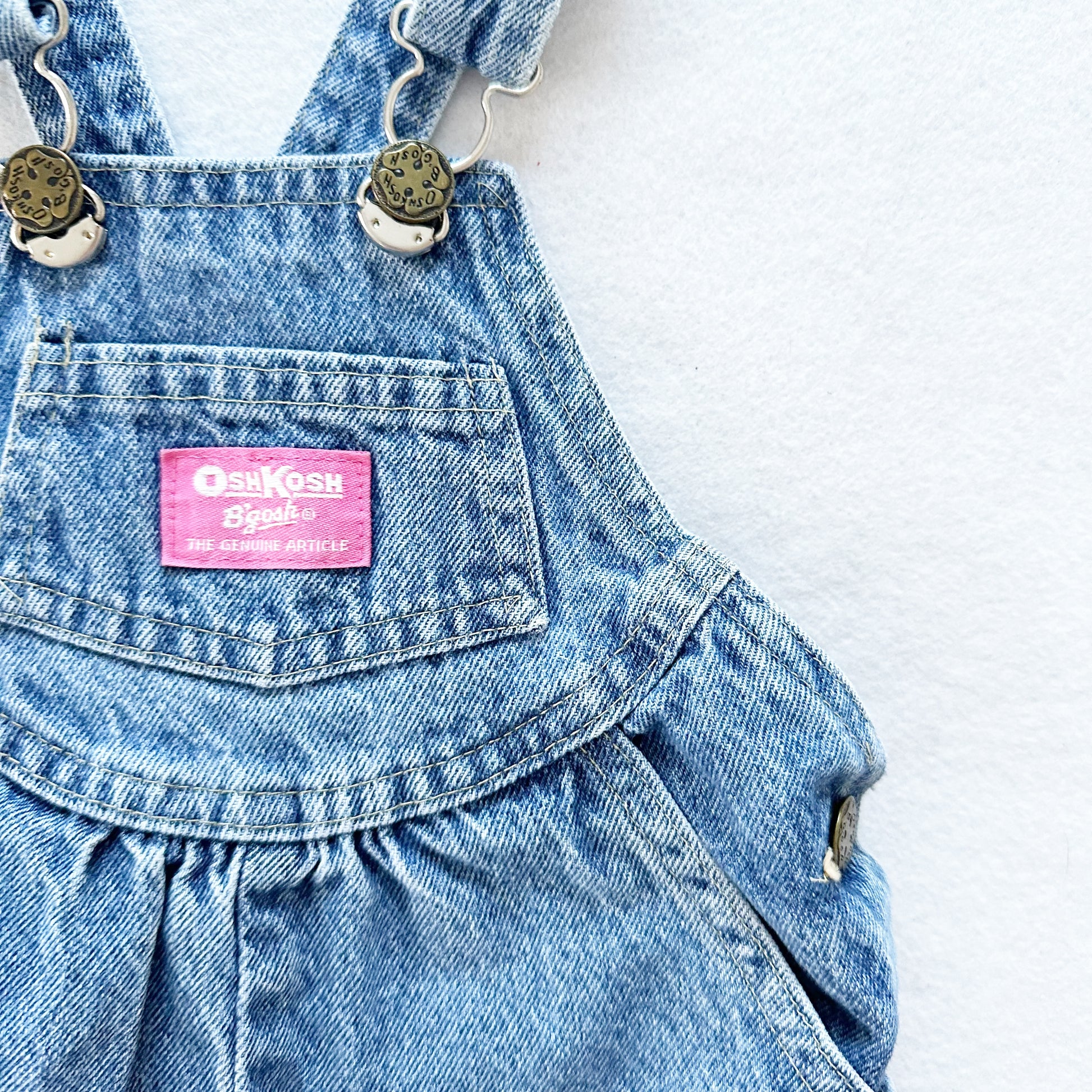 OshKosh Scoop Cut Shortalls - Yellow Clover Vintage Kids Clothes