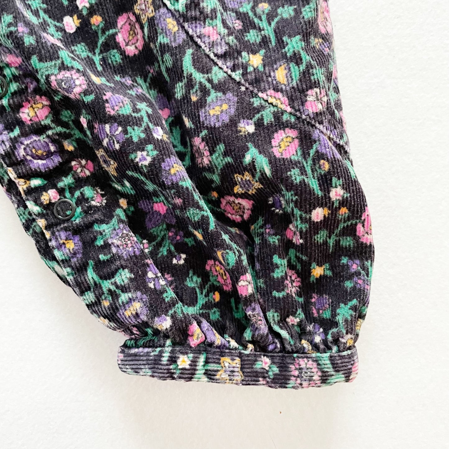 OshKosh Black Paisley Floral Cord Bubble Overalls