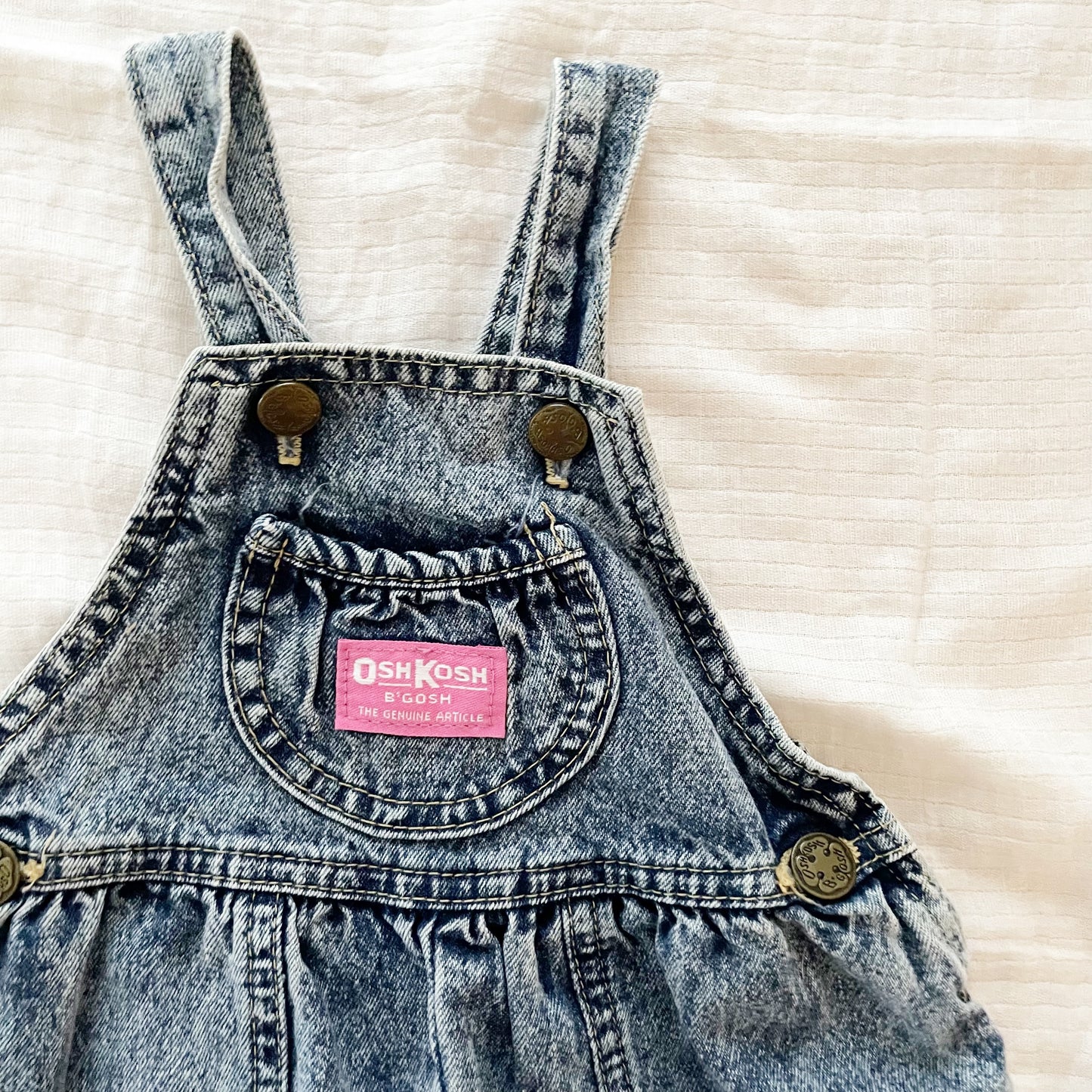 OshKosh Acid Wash Bubble Overalls - Yellow Clover Vintage Kids Clothes