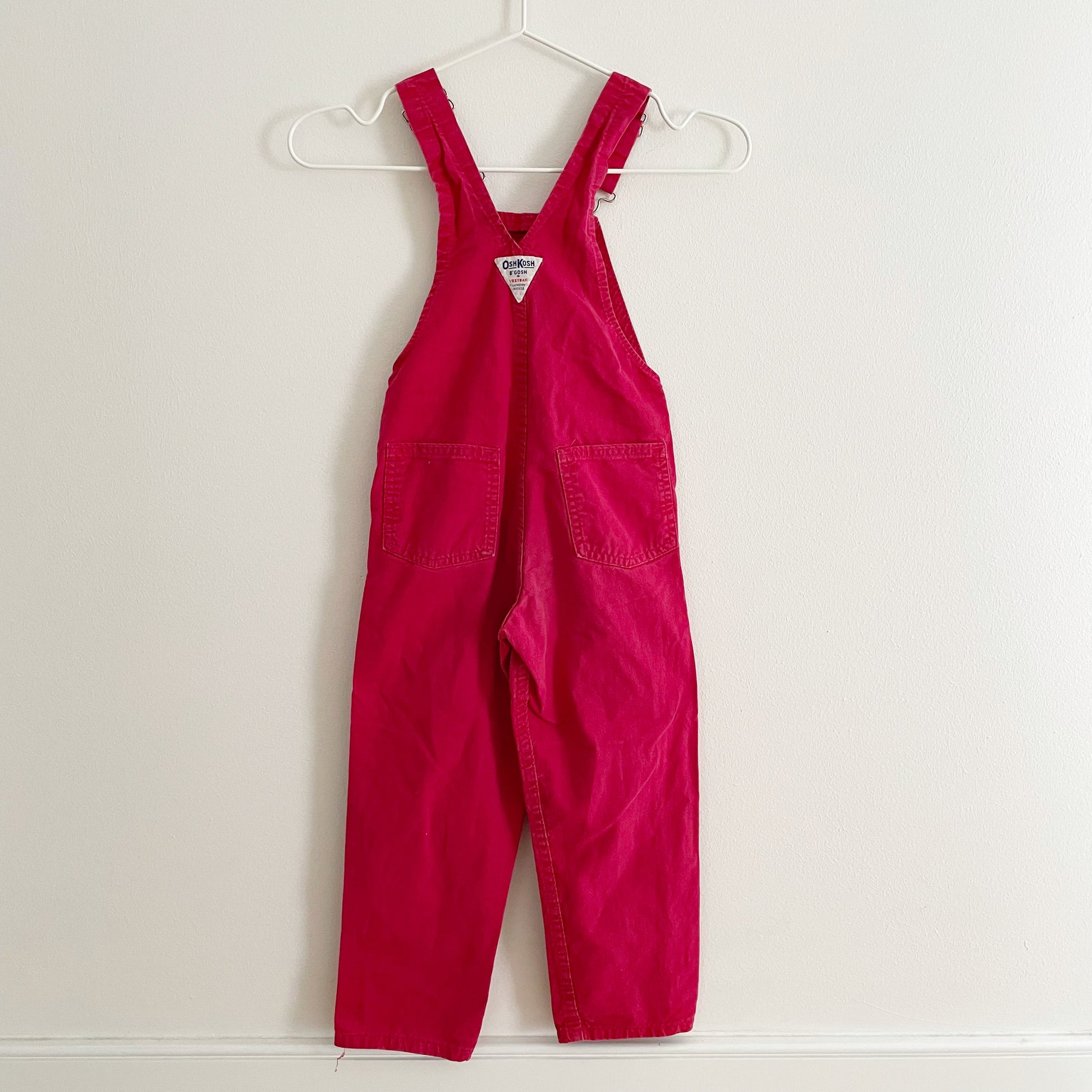 OshKosh Red Twill Overalls - Yellow Clover Vintage Kids Clothes
