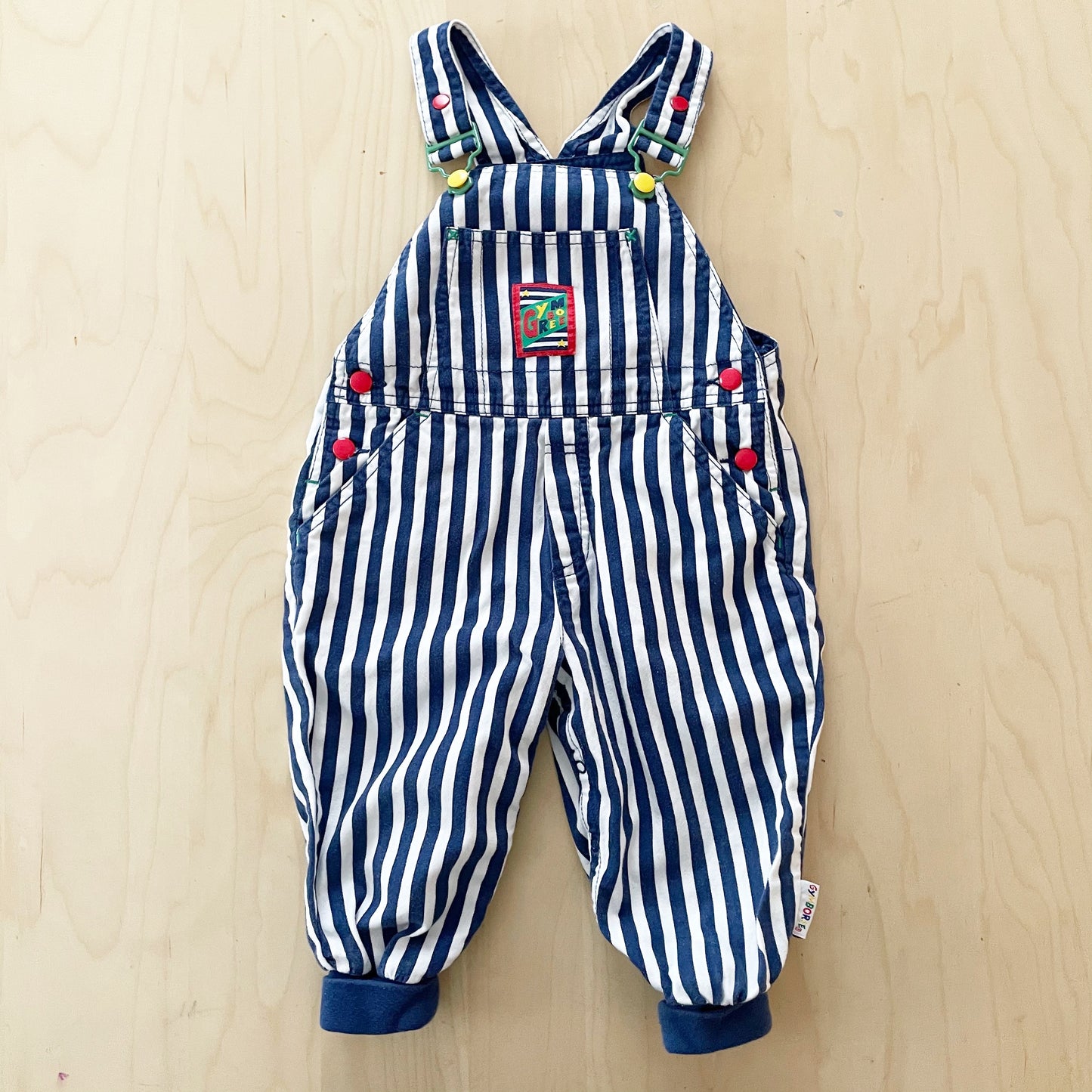 Gymboree Striped Patch Overalls - Yellow Clover Vintage Kids Clothes
