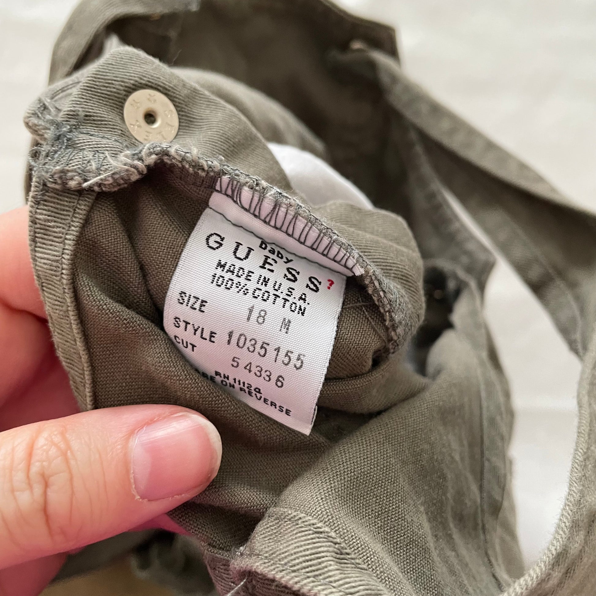 Guess Olive Green Overalls - Yellow Clover Vintage Kids Clothes