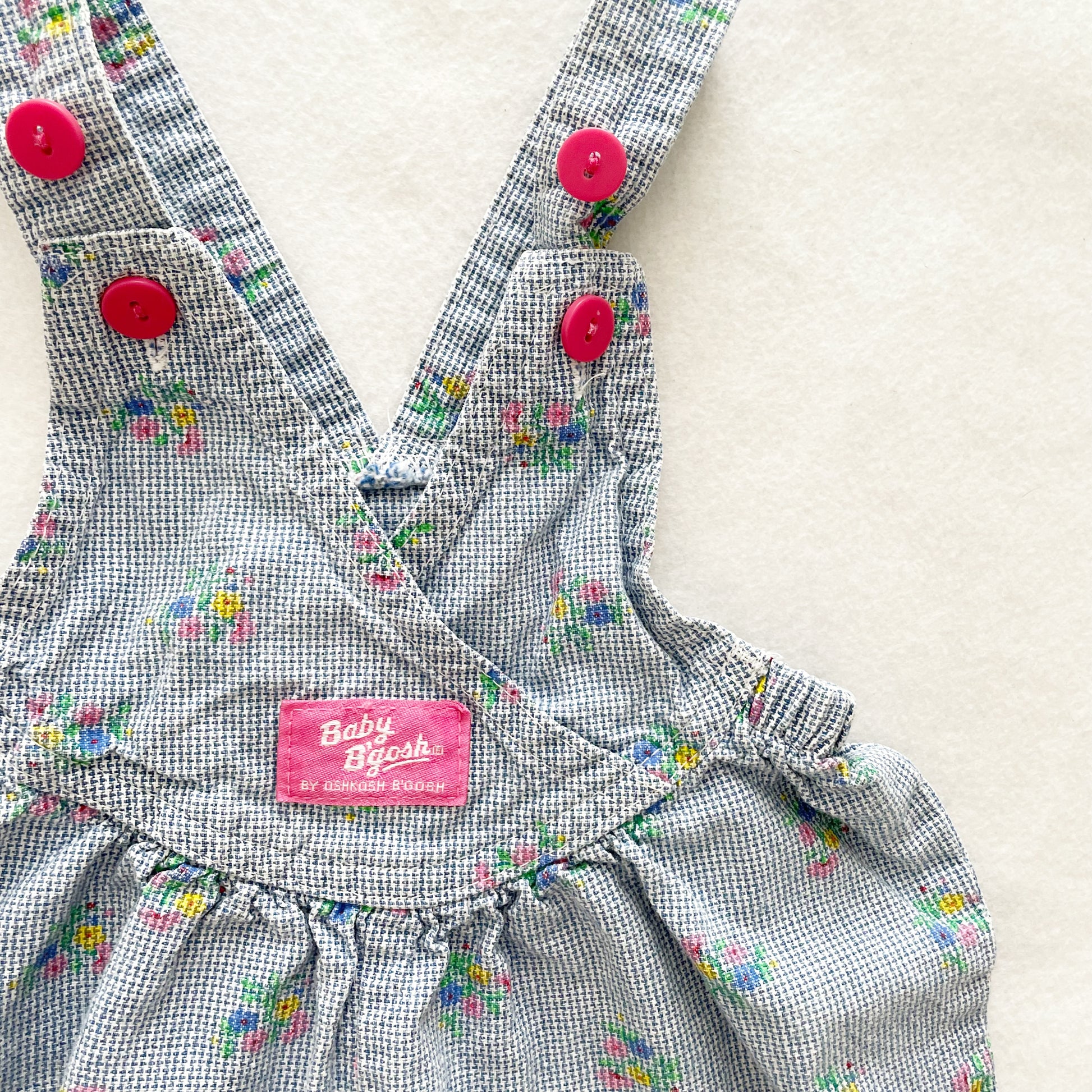 Baby B’gosh Crossfront Floral Overalls - Yellow Clover Vintage Kids Clothes