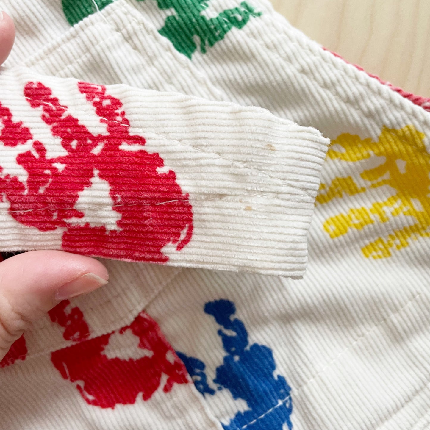 Vintage OshKosh Cord Handprint Overalls