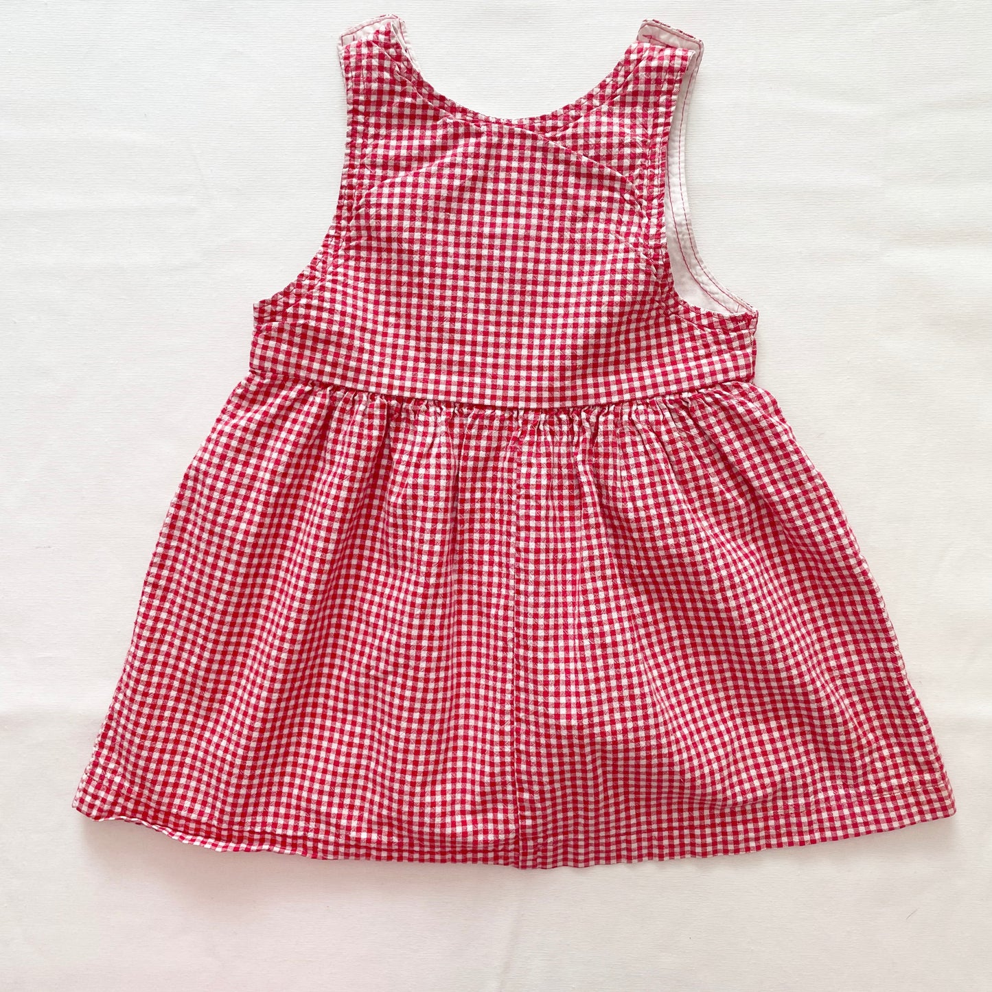 OshKosh Red Gingham Pinafore Dress - Yellow Clover Vintage Kids Clothes