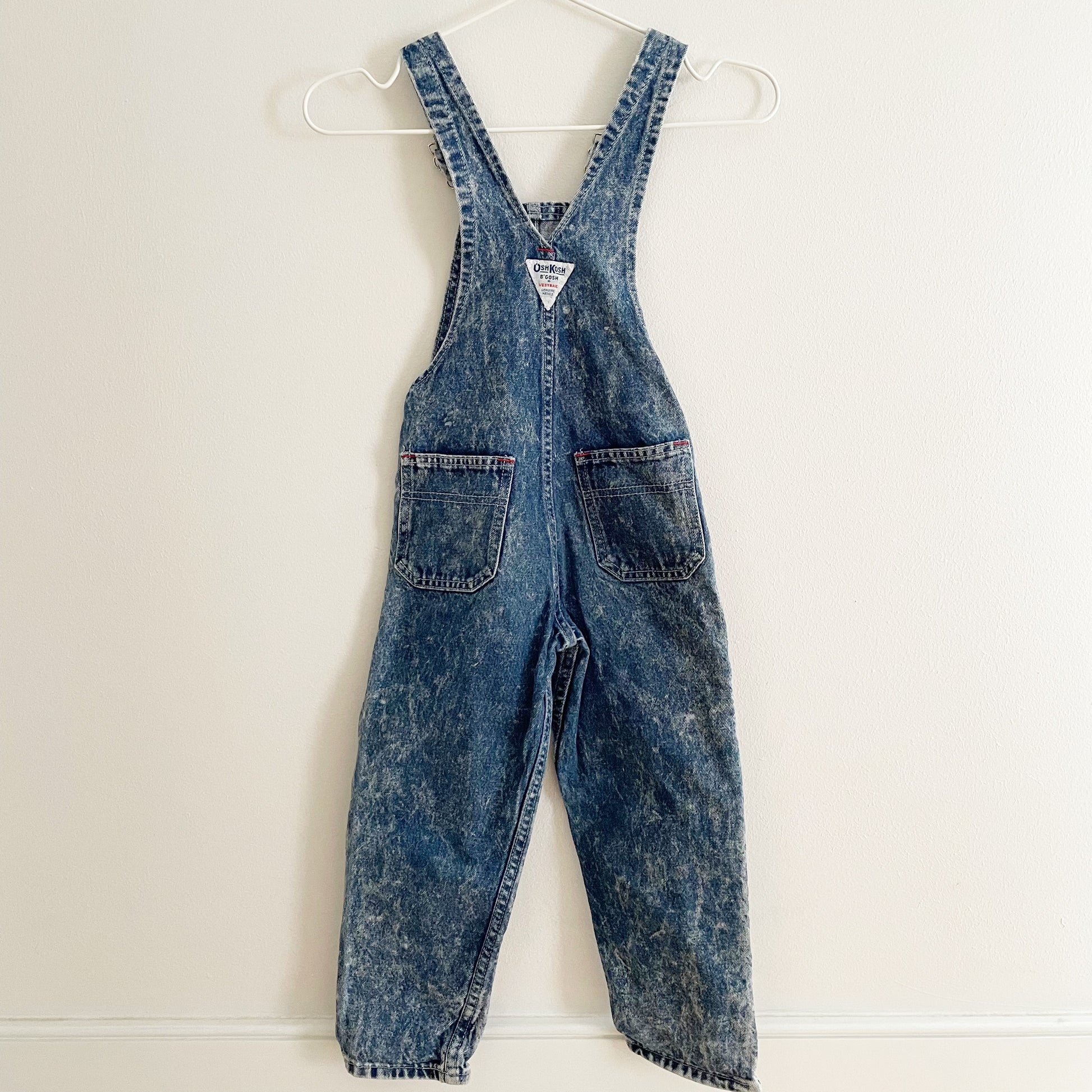 OshKosh Acid Wash Patch Overalls - Yellow Clover Vintage Kids Clothes