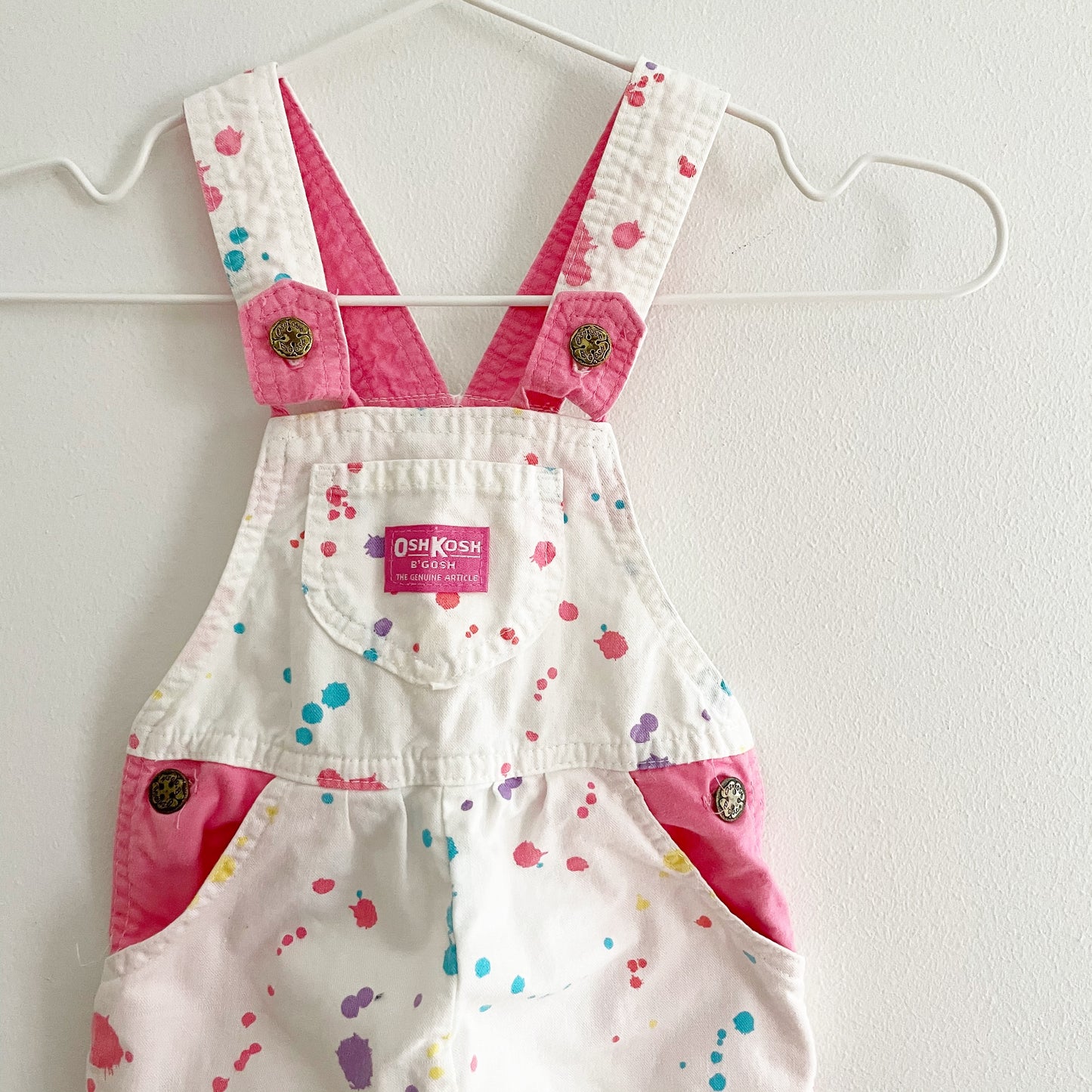OshKosh Splatter Paint Overalls - Yellow Clover Vintage Kids Clothes