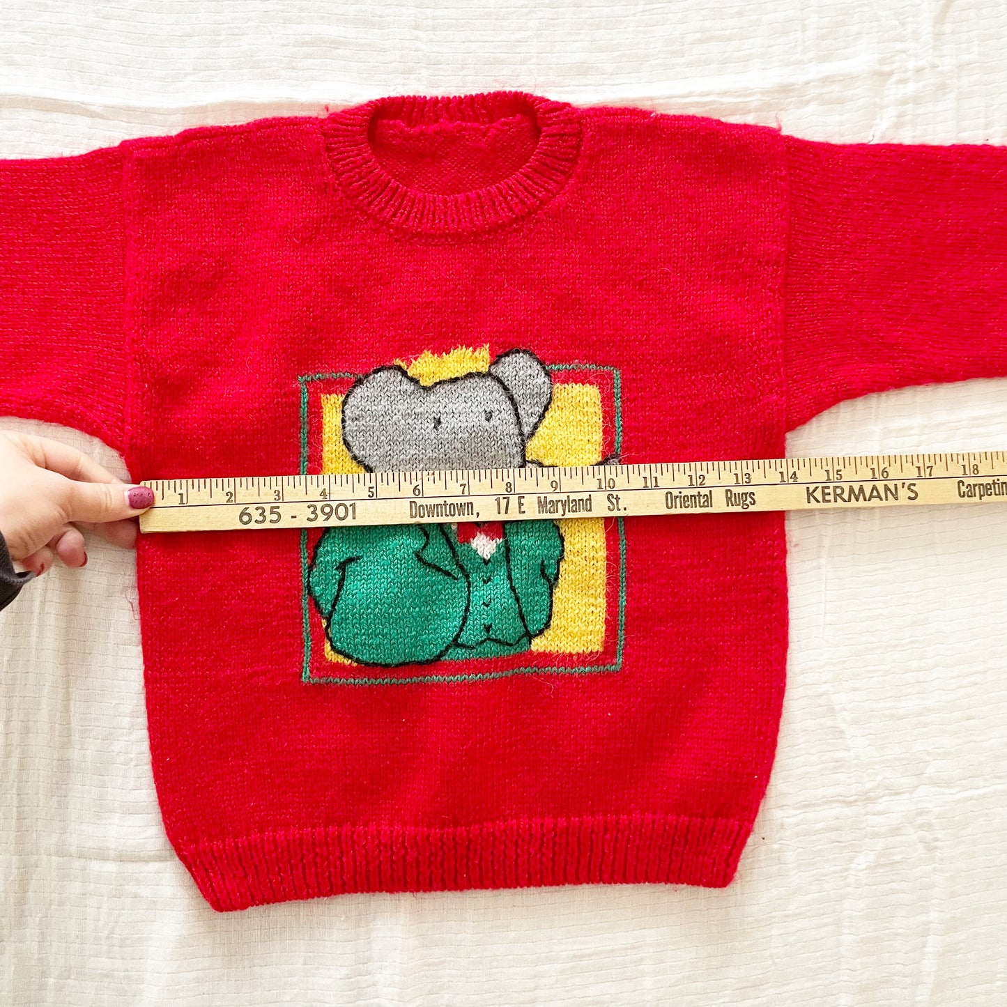 Handknit Babar Sweater - Yellow Clover Vintage Kids Clothes