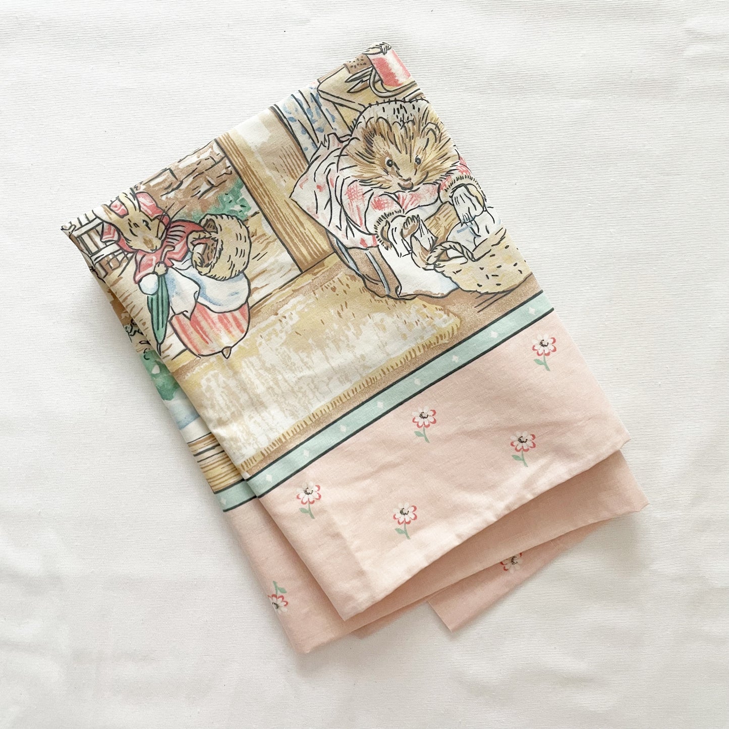 Beatrix Potter Animal Scene Full Size Pillowcase - Yellow Clover Vintage Kids Clothes