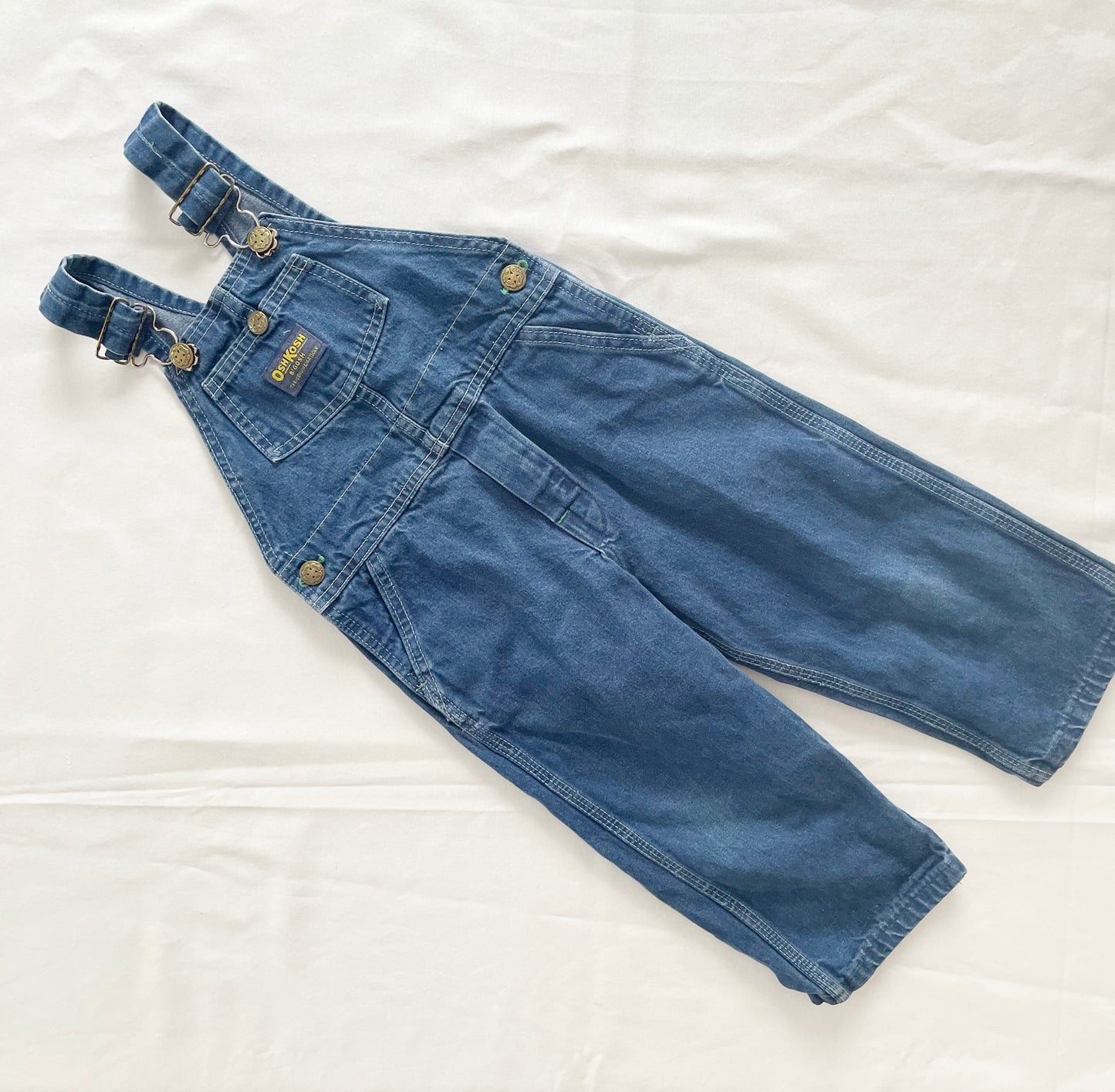 OshKosh Classic Cut Denim Overalls - Yellow Clover Vintage Kids Clothes