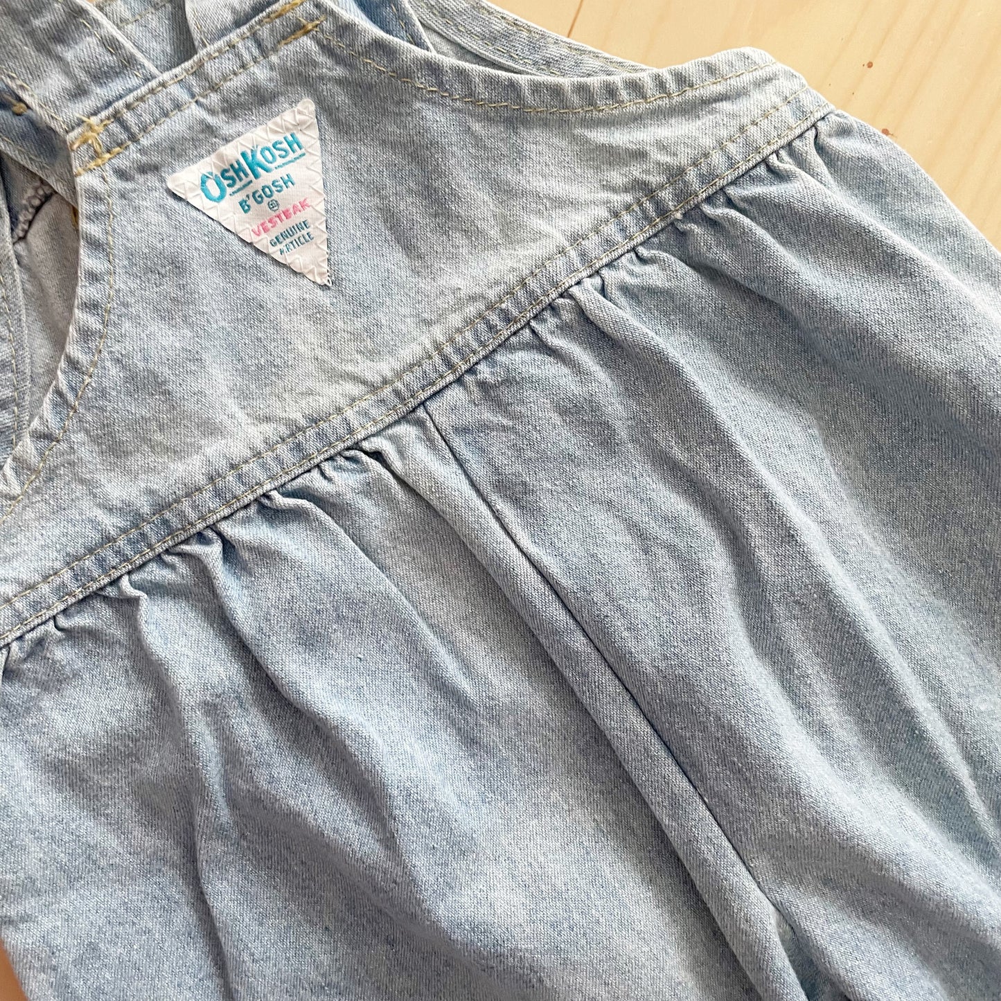 OshKosh Light Wash Bubble Overalls - Yellow Clover Vintage Kids Clothes
