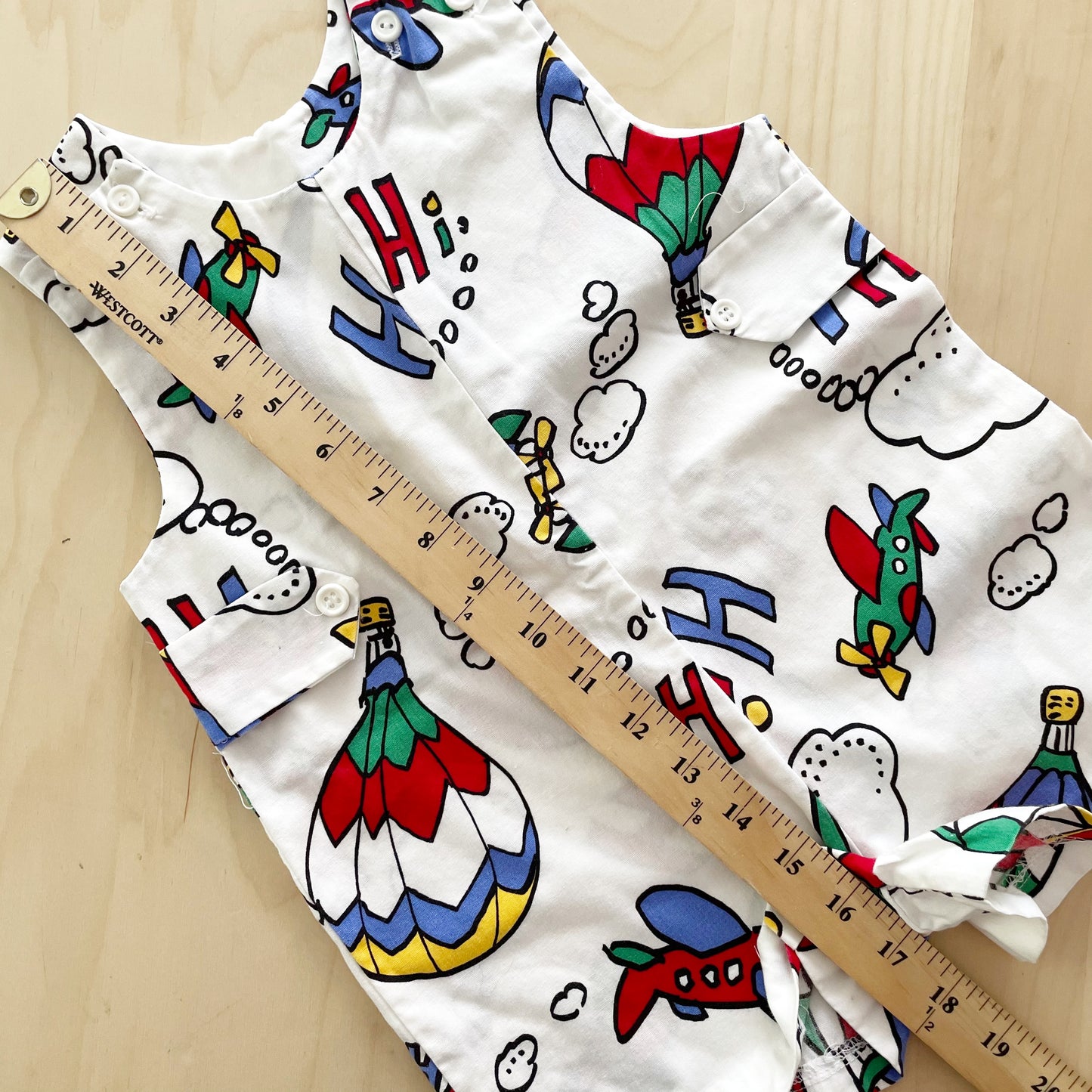 Airplane Hot Air Balloon Romper - Yellow Clover Vintage Kids Clothes
