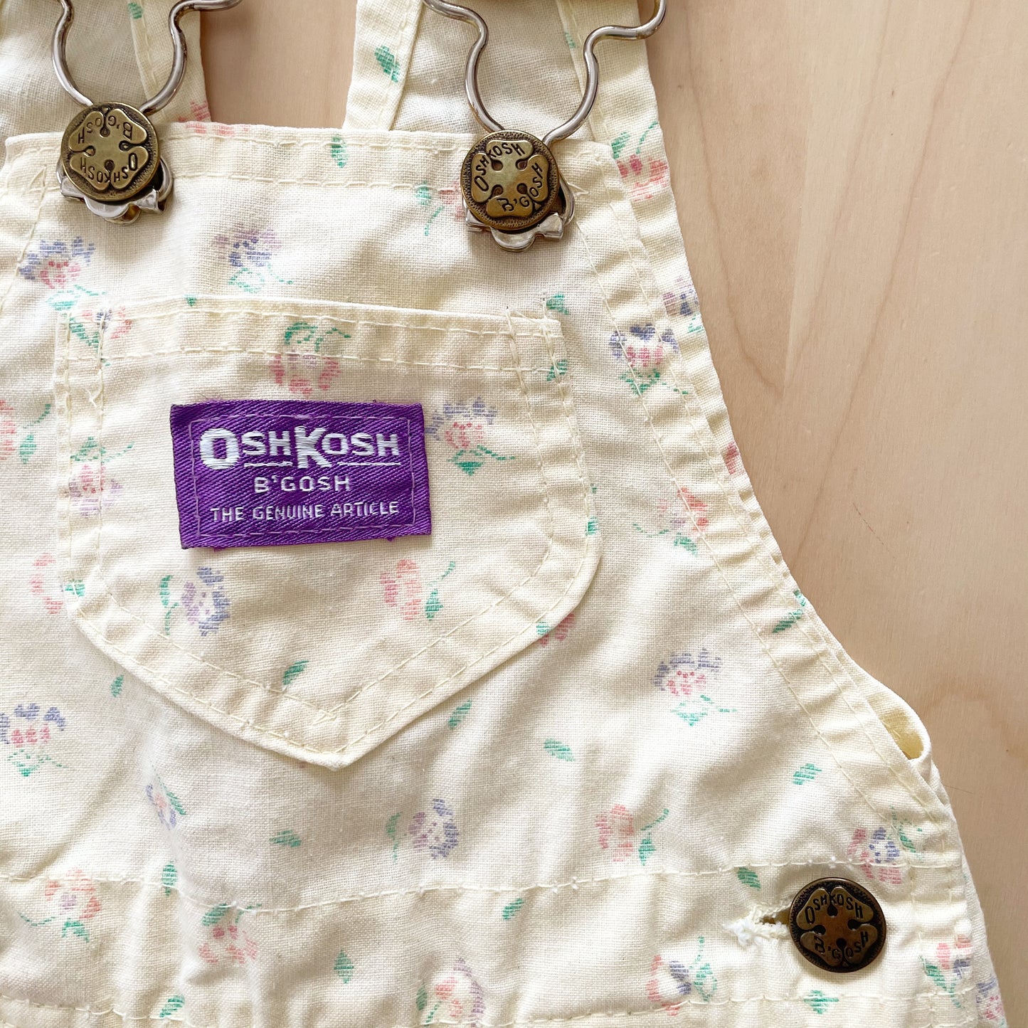 Vintage OshKosh Yellow Flower Print Shortalls - Yellow Clover Vintage Kids Clothes