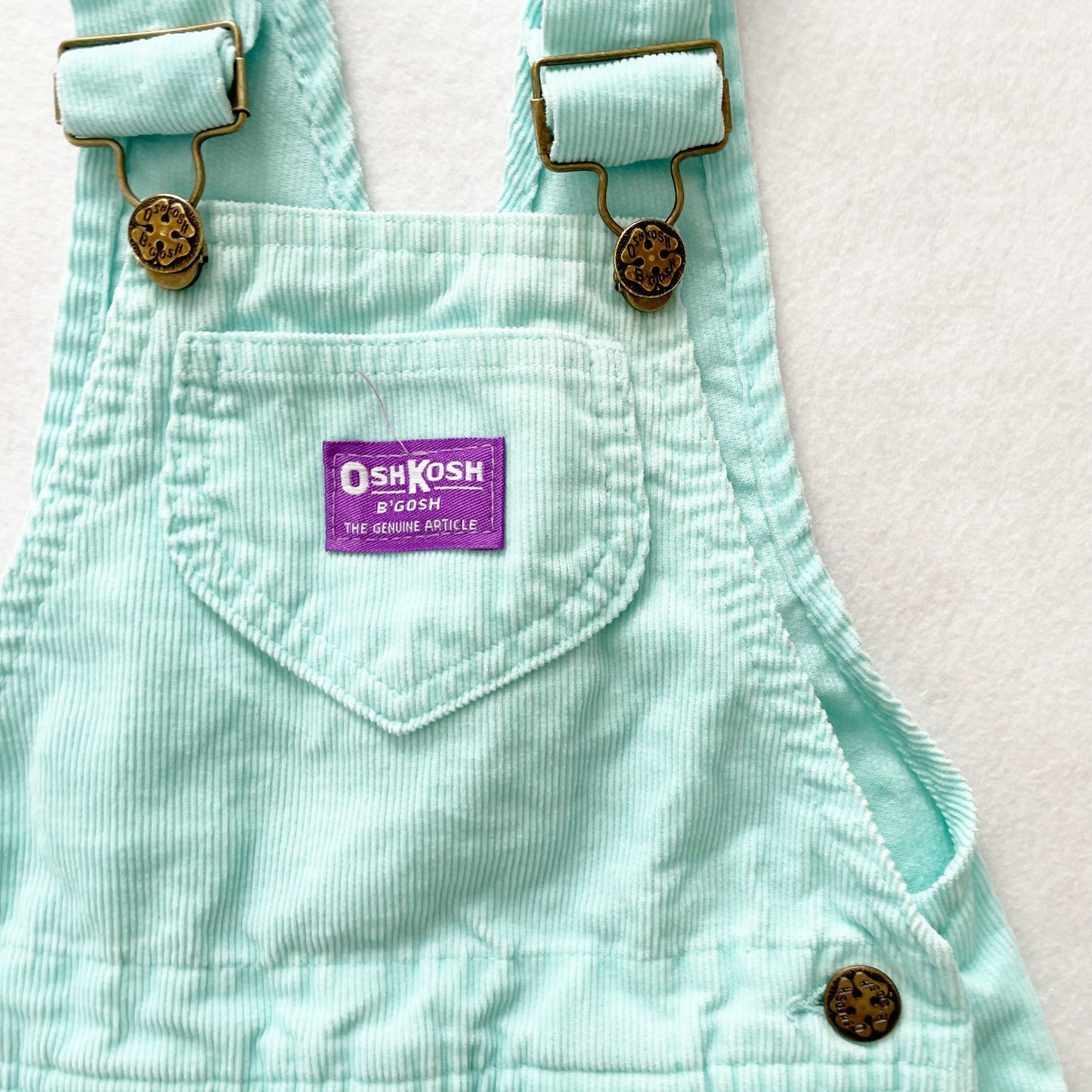 OshKosh Mint Blue Cord Overalls - Yellow Clover Vintage Kids Clothes