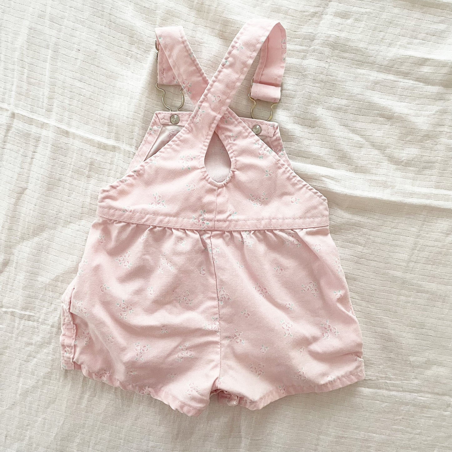 OshKosh Pink Floral Keyhole Back Shortalls - Yellow Clover Vintage Kids Clothes