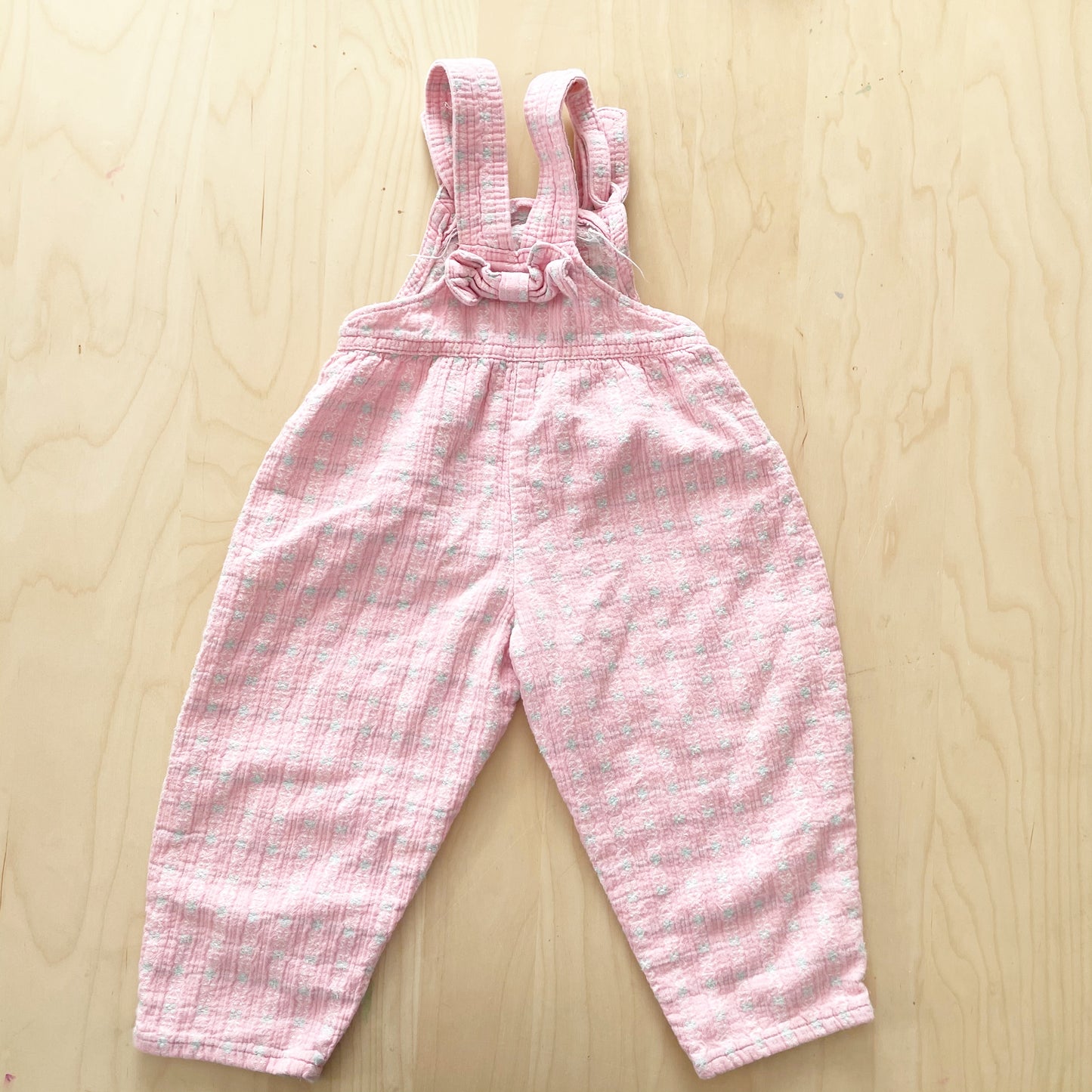 OshKosh Woven Bow Back Overalls - Yellow Clover Vintage Kids Clothes