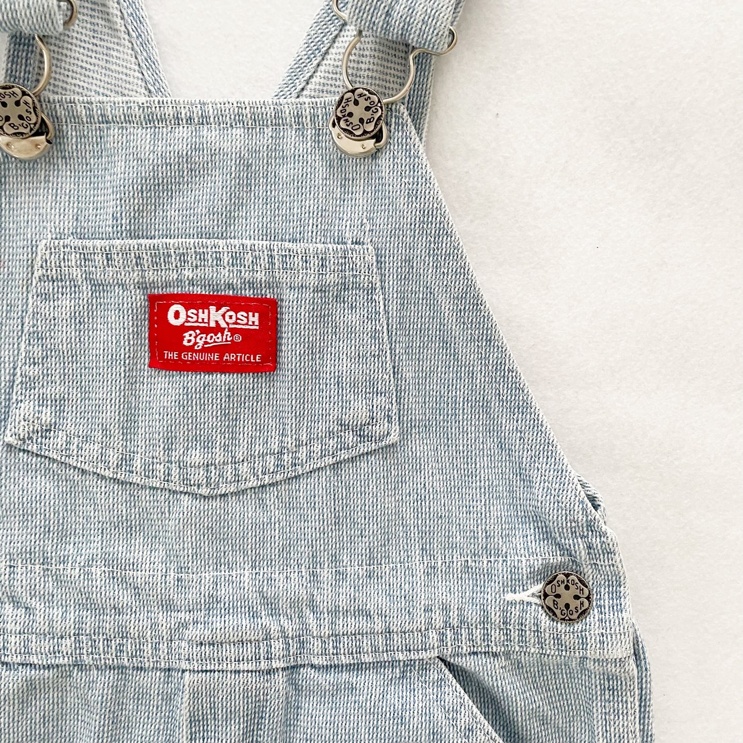 OshKosh Light Wash Textured Shortalls - Yellow Clover Vintage Kids Clothes