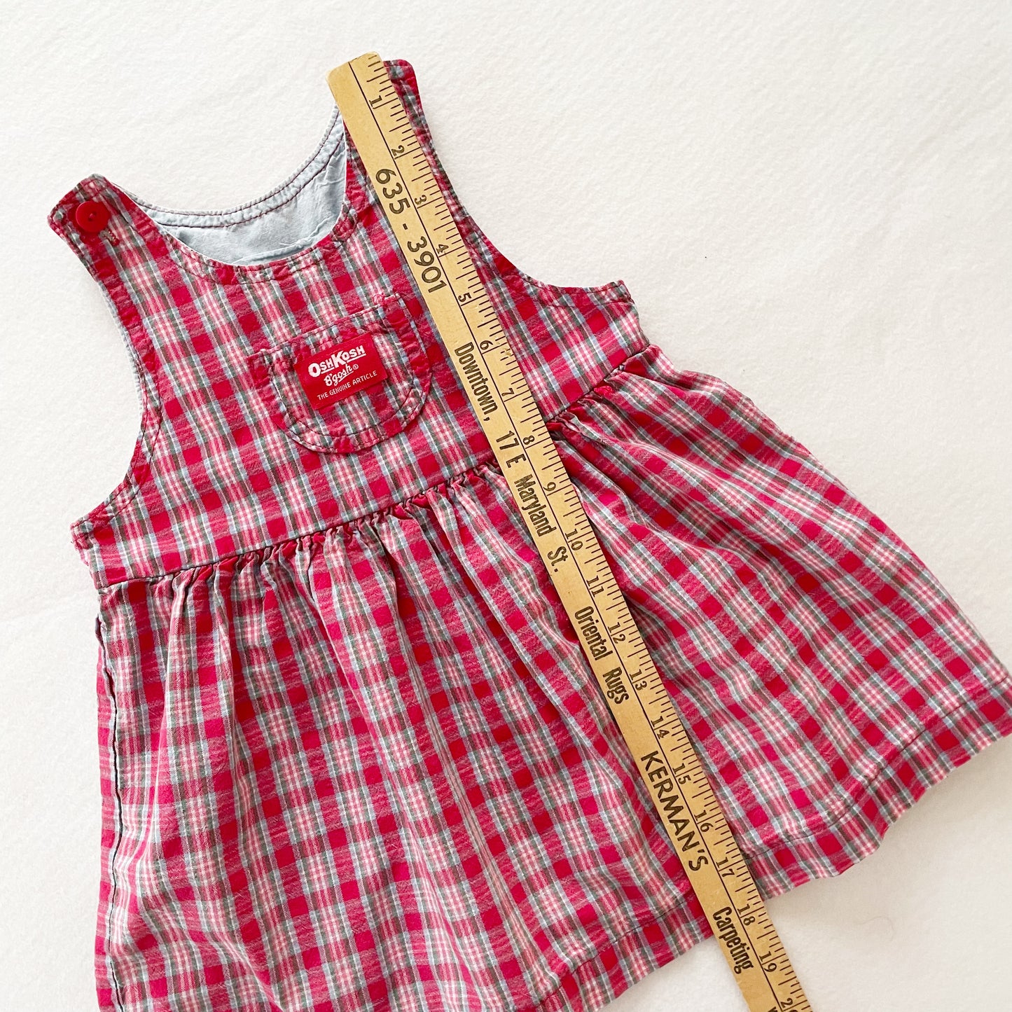OshKosh Plaid Pinafore Dress - Yellow Clover Vintage Kids Clothes