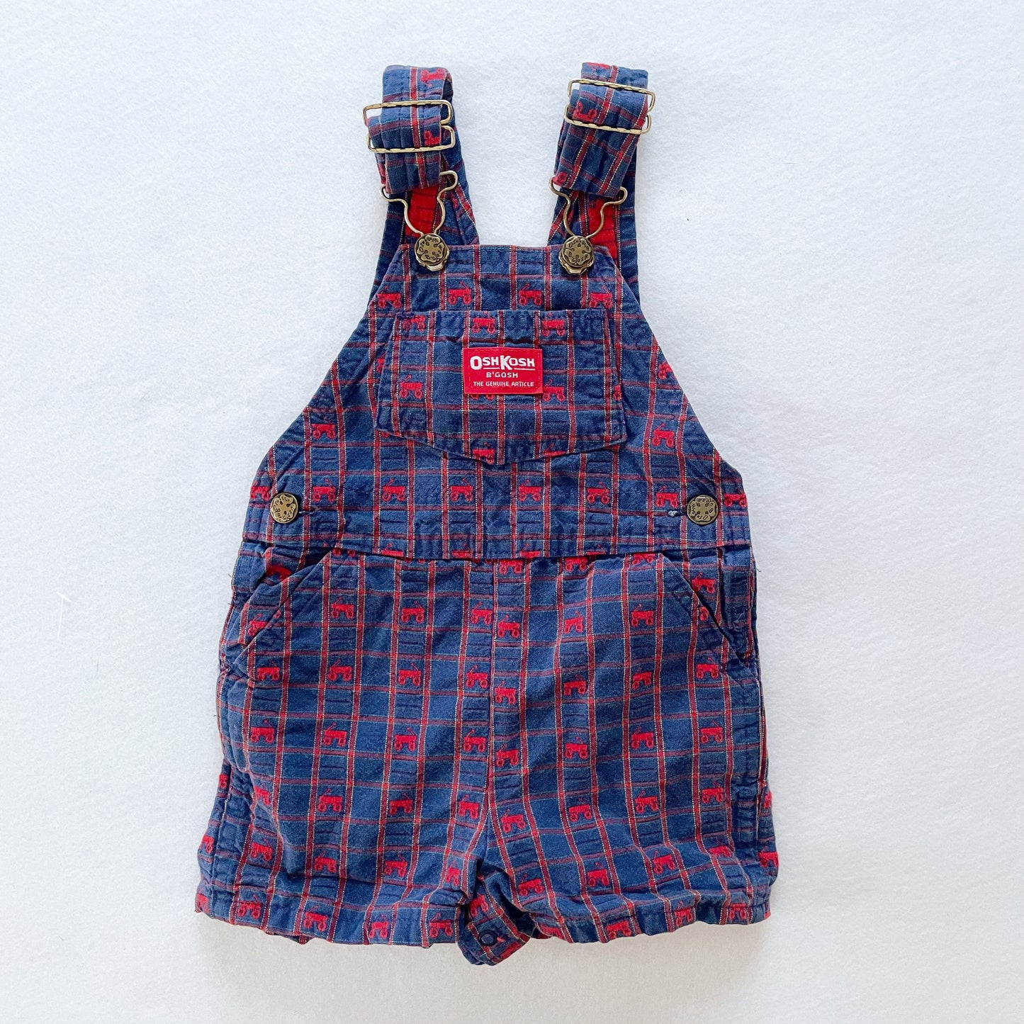 OshKosh Wagon Woven Shortalls - Yellow Clover Vintage Kids Clothes
