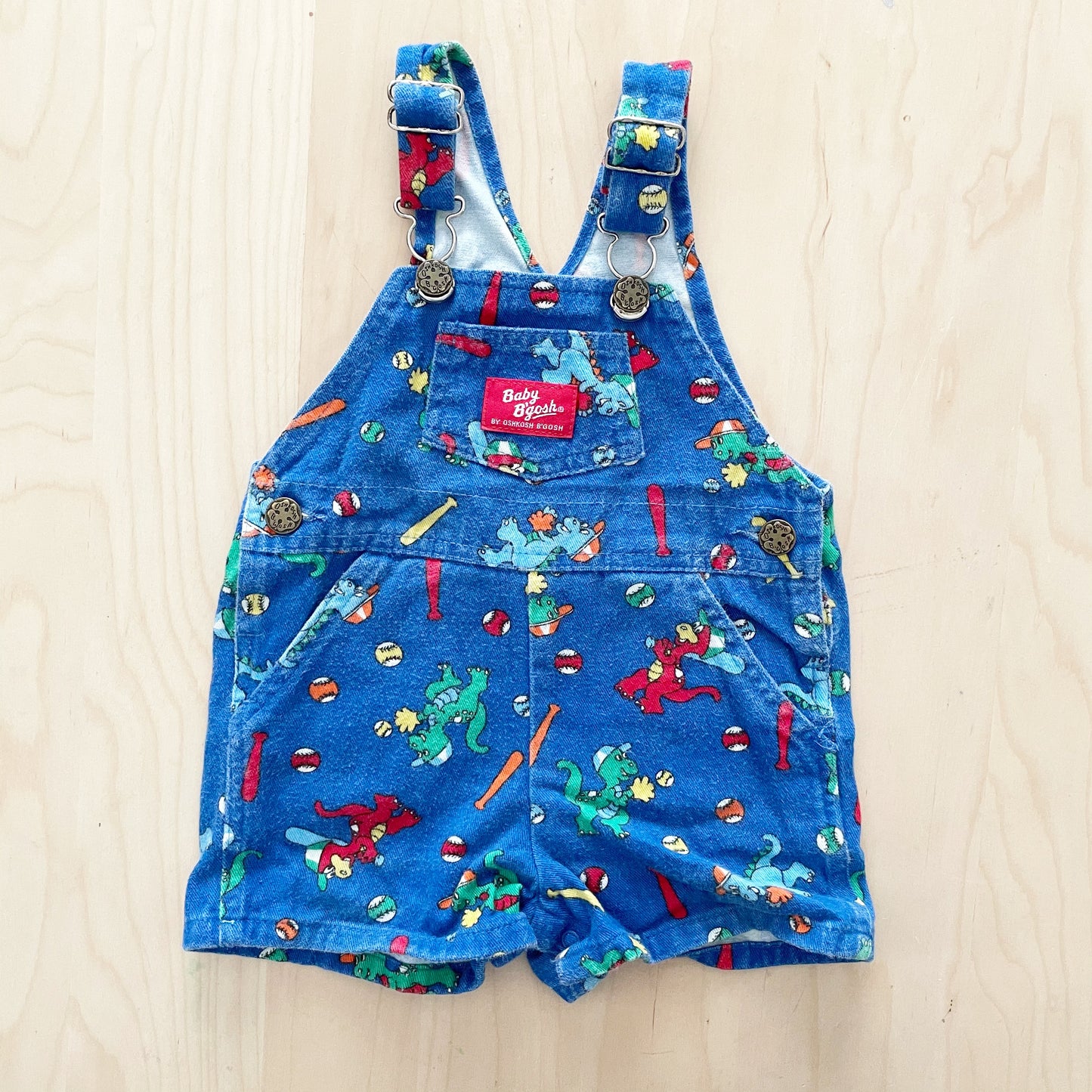 Baby B’gosh Dinosaur Baseball Shortalls - Yellow Clover Vintage Kids Clothes