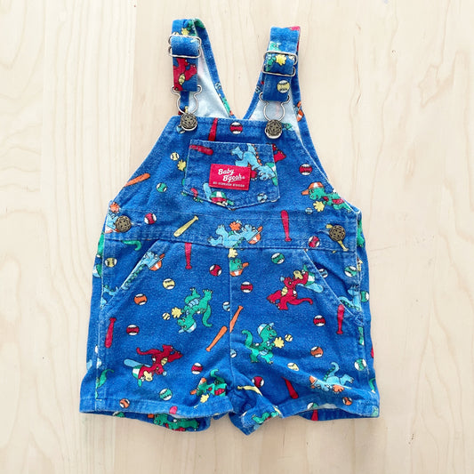 Baby B’gosh Dinosaur Baseball Shortalls - Yellow Clover Vintage Kids Clothes