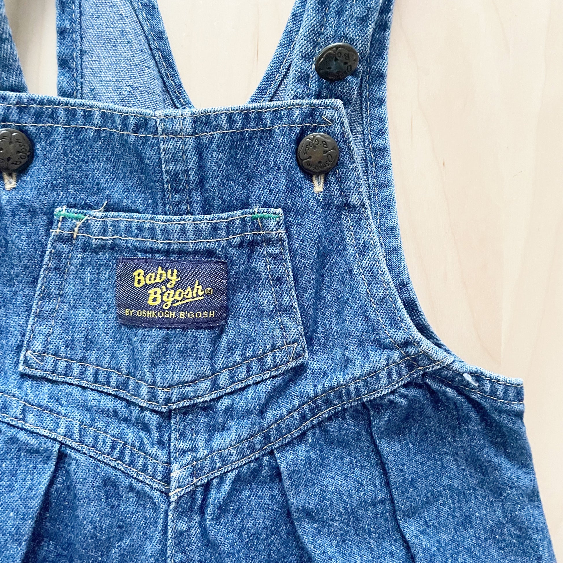 Vintage Baby B’gosh Medium Wash Bubble Overalls - Yellow Clover Vintage Kids Clothes