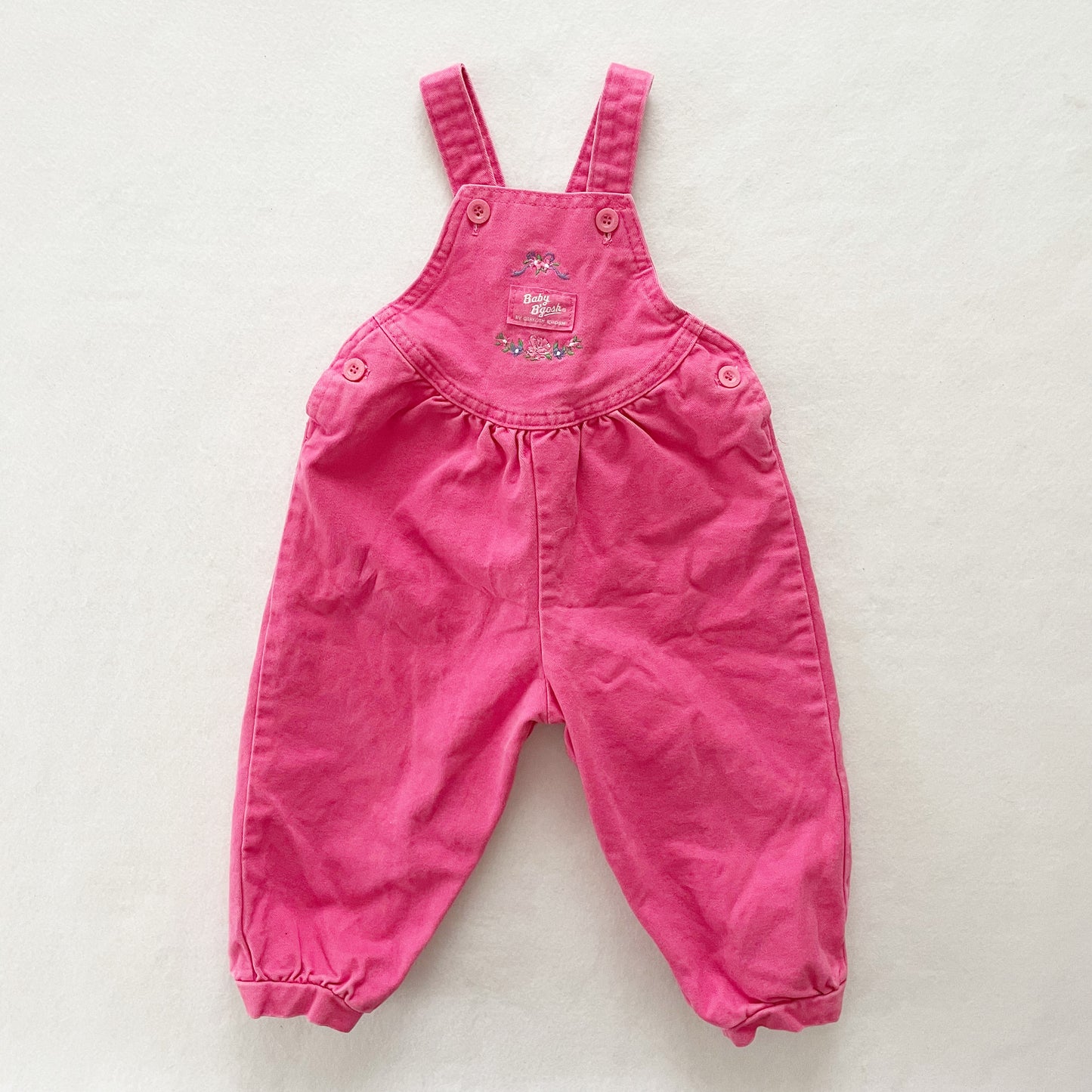 Vintage OshKosh Baby B’gosh Pink Embroidered Bubble Overalls
