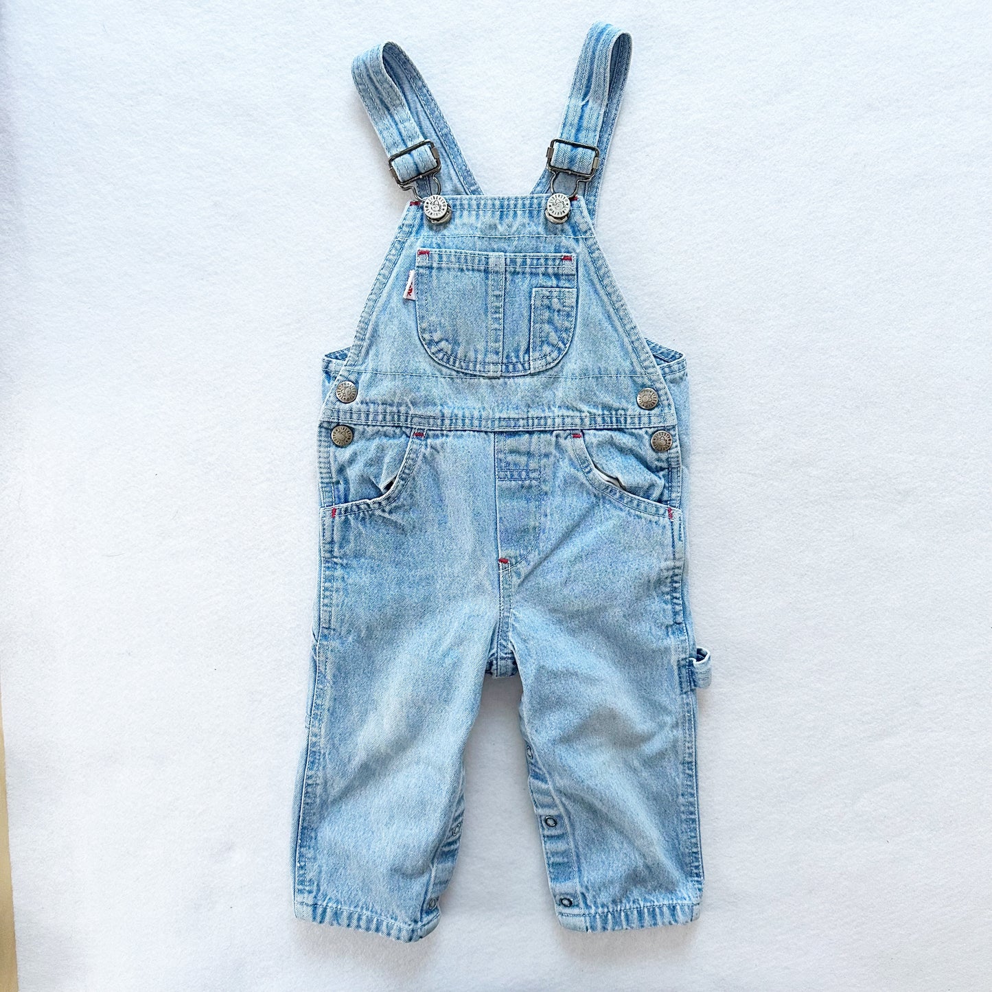 Liberty Lighter Wash Overalls - Yellow Clover Vintage Kids Clothes