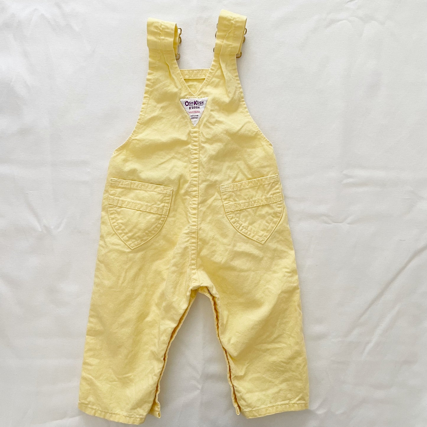 OshKosh Light Yellow Purple Label Overalls - Yellow Clover Vintage Kids Clothes