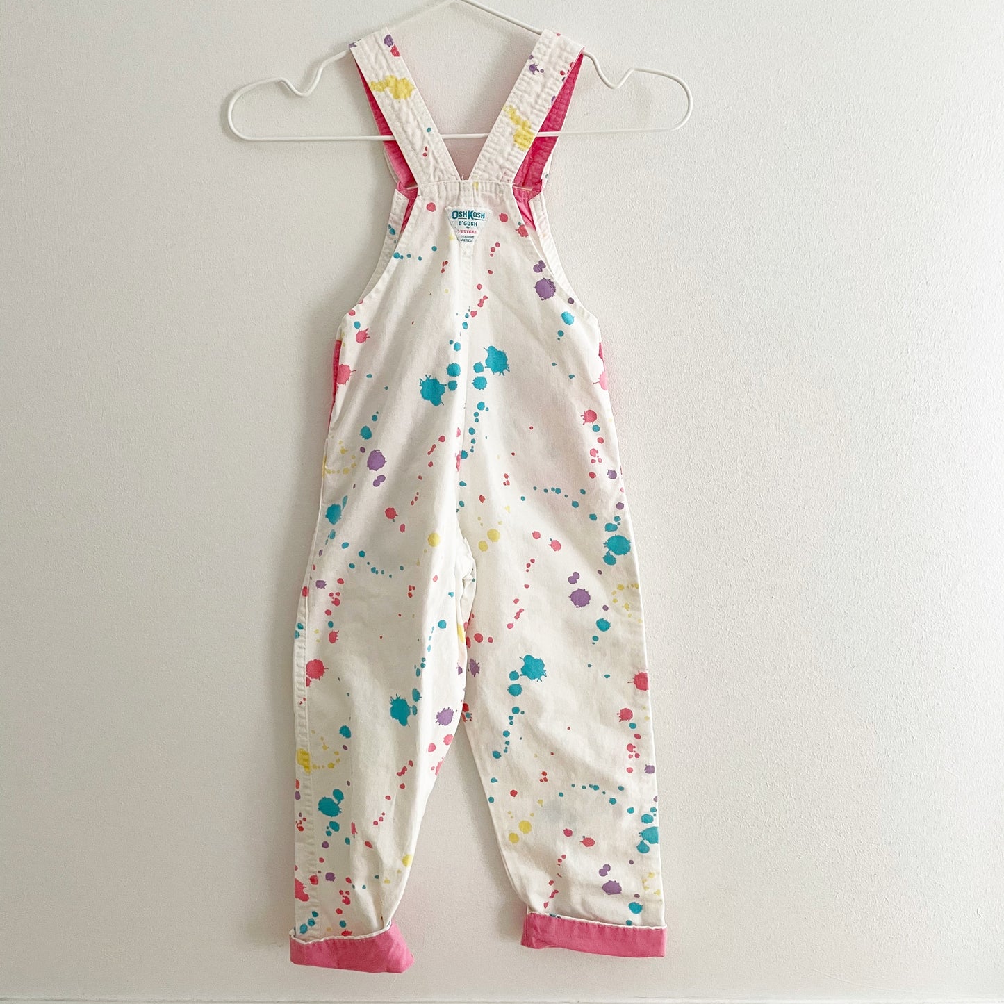 OshKosh Splatter Paint Overalls - Yellow Clover Vintage Kids Clothes