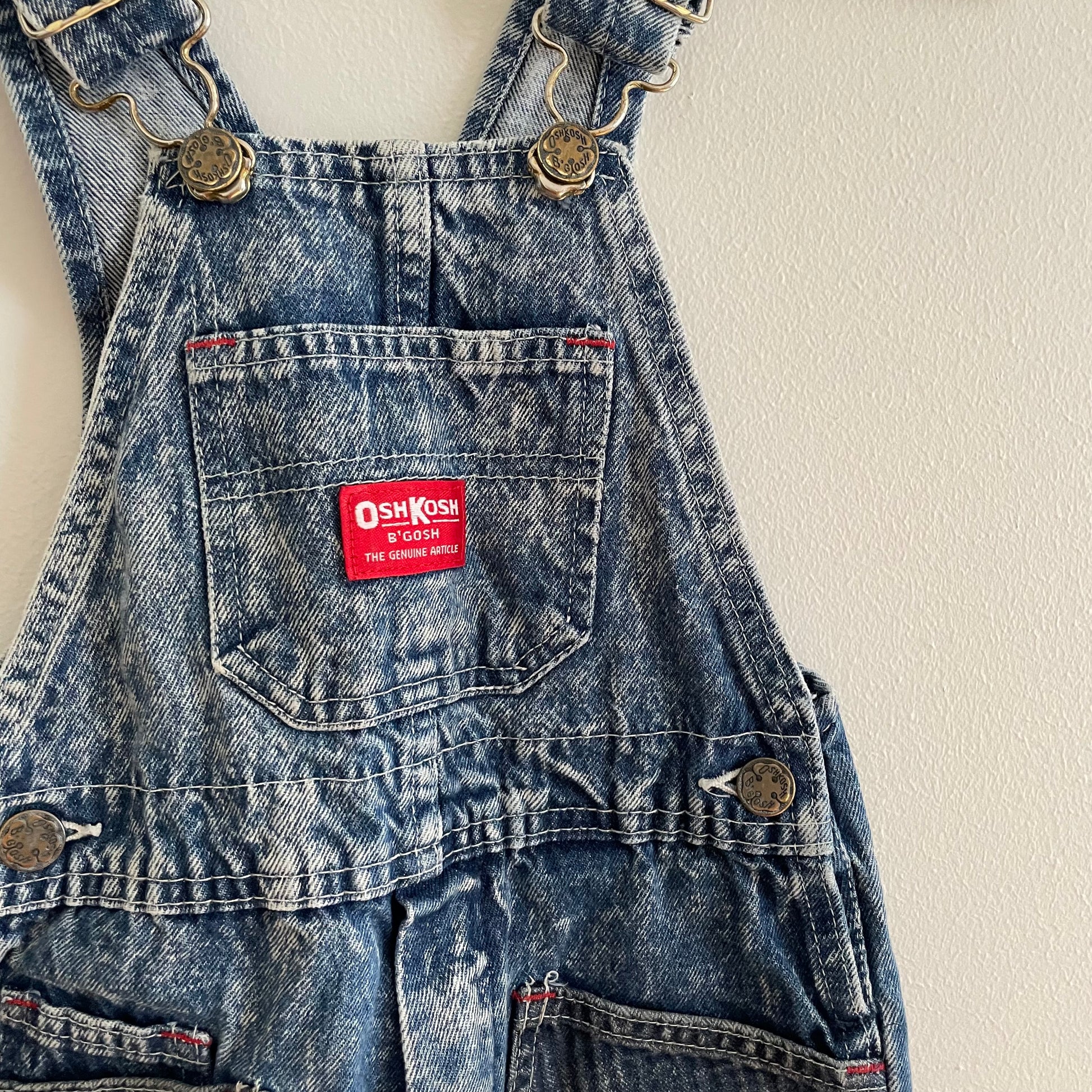 OshKosh Acid Wash Patch Overalls - Yellow Clover Vintage Kids Clothes