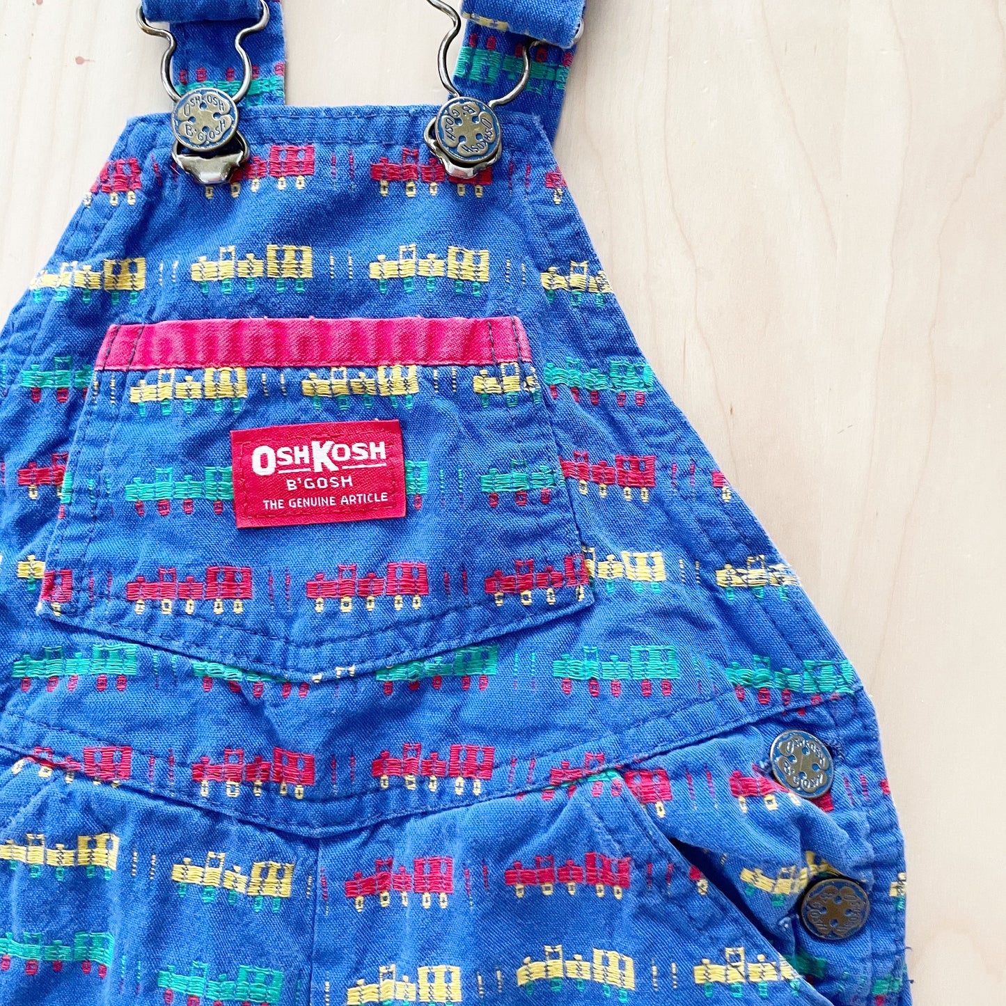 Vintage OshKosh Train Overalls - Yellow Clover Vintage Kids Clothes