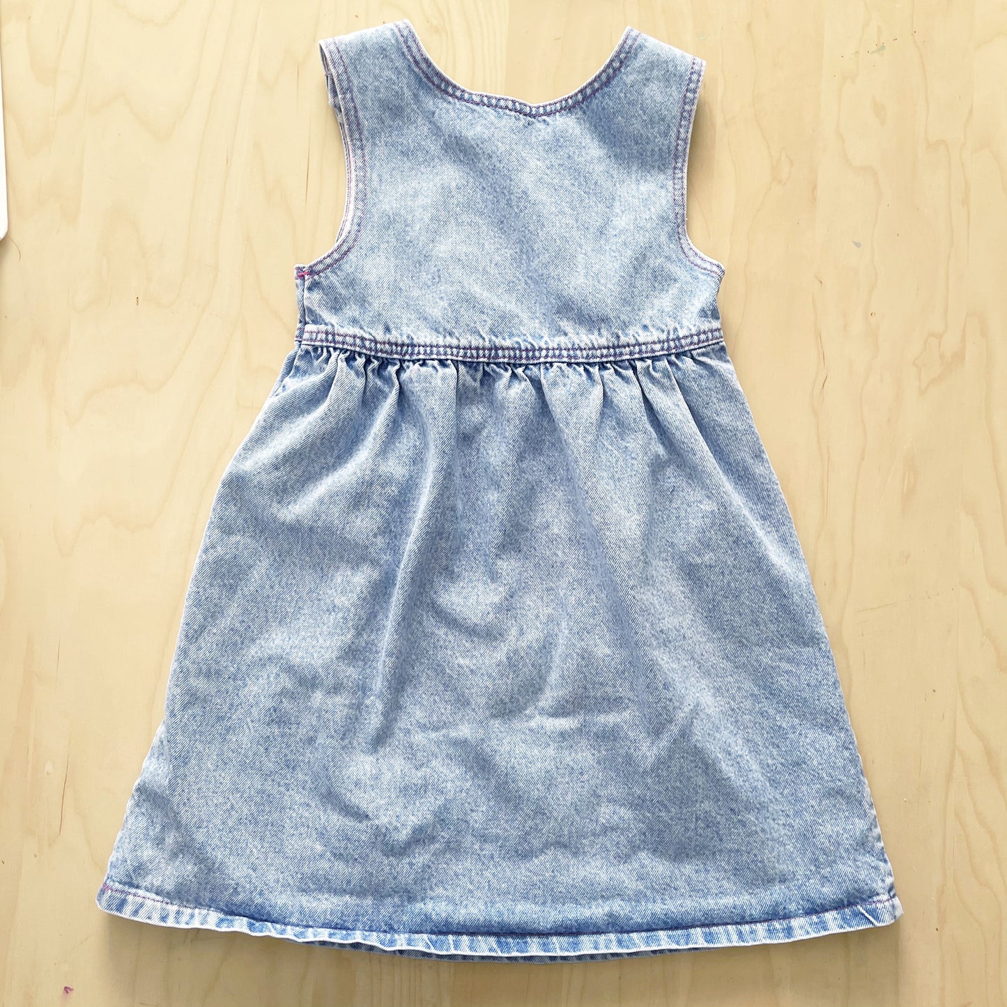 Lee Light Acid Wash Patch Jumper Dress - Yellow Clover Vintage Kids Clothes