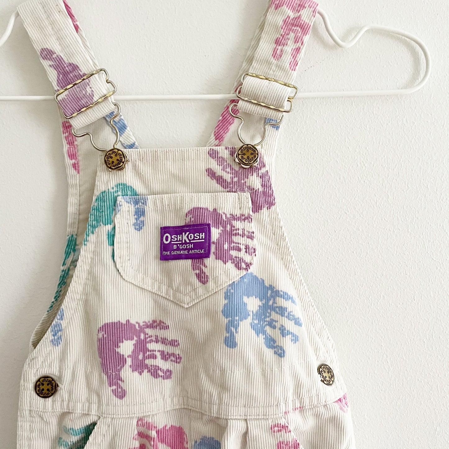 OshKosh Handprint Cord Overalls - Yellow Clover Vintage Kids Clothes