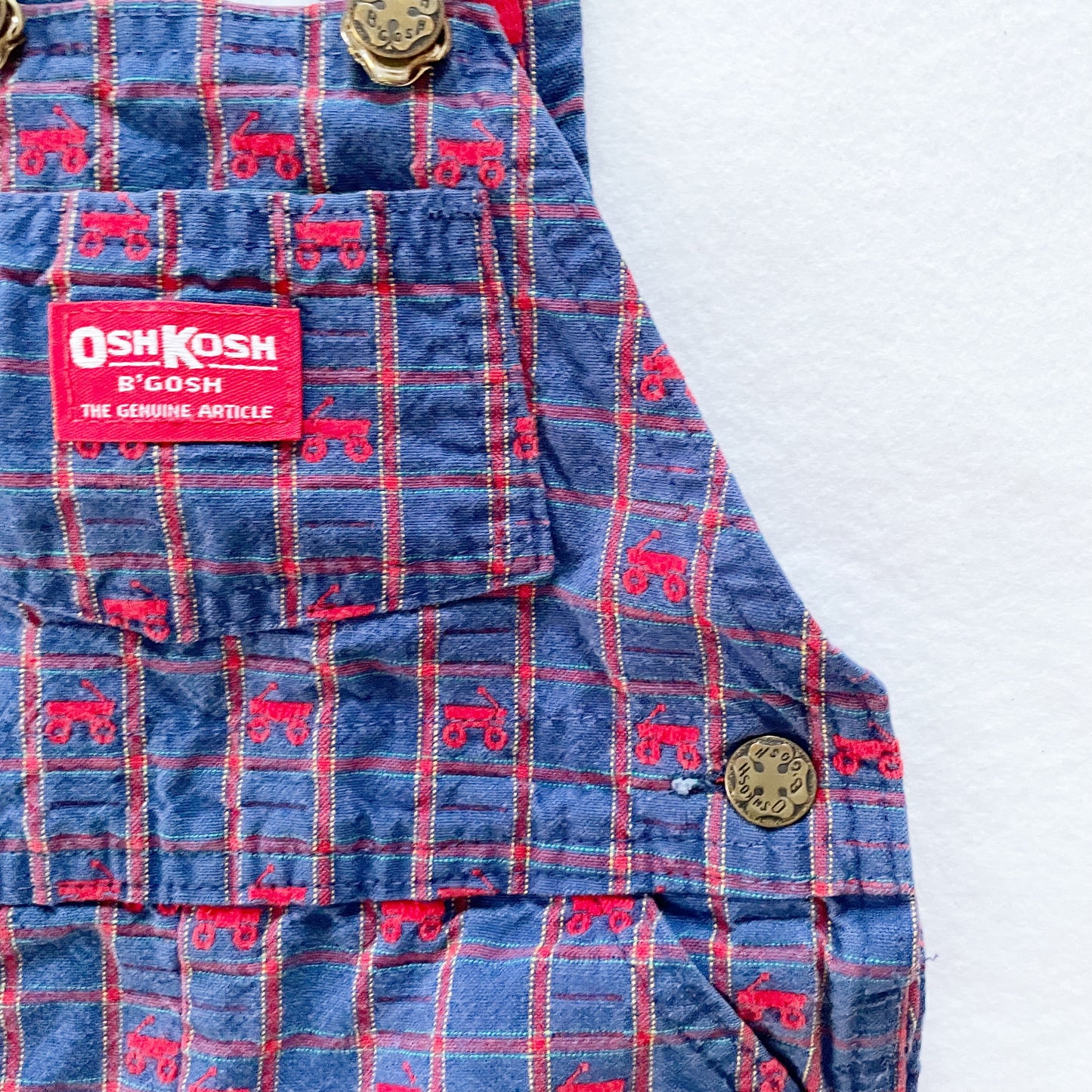 OshKosh Wagon Woven Shortalls - Yellow Clover Vintage Kids Clothes