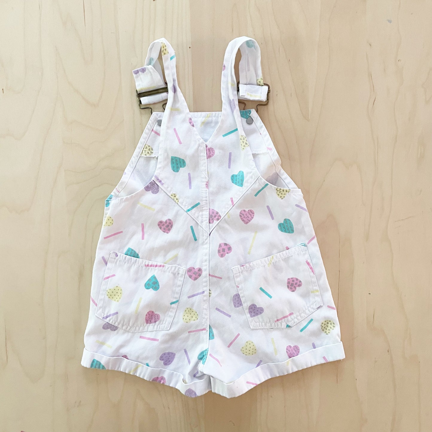 Hush Puppies Heart Print Overalls - Yellow Clover Vintage Kids Clothes