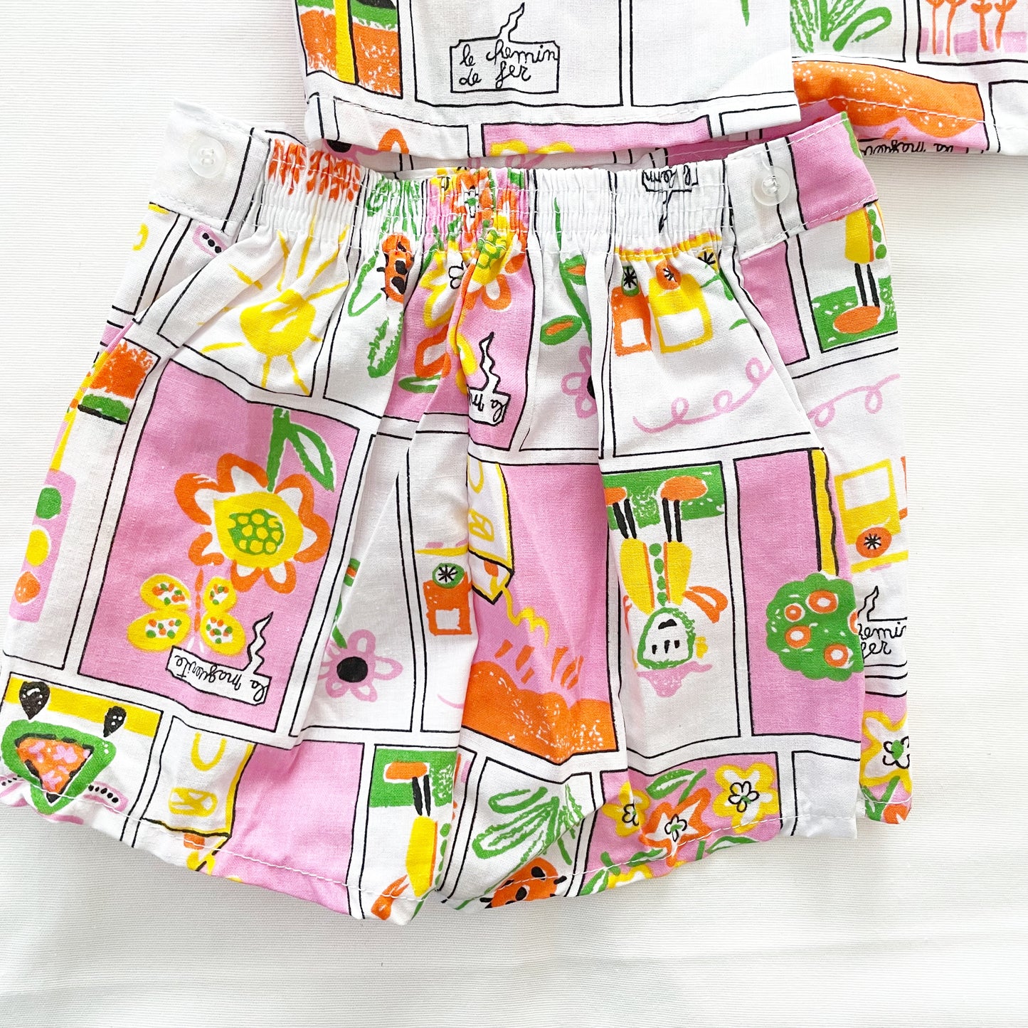Happy Doodle Button Up Shirt Set • 4T - Yellow Clover Vintage Kids Clothes