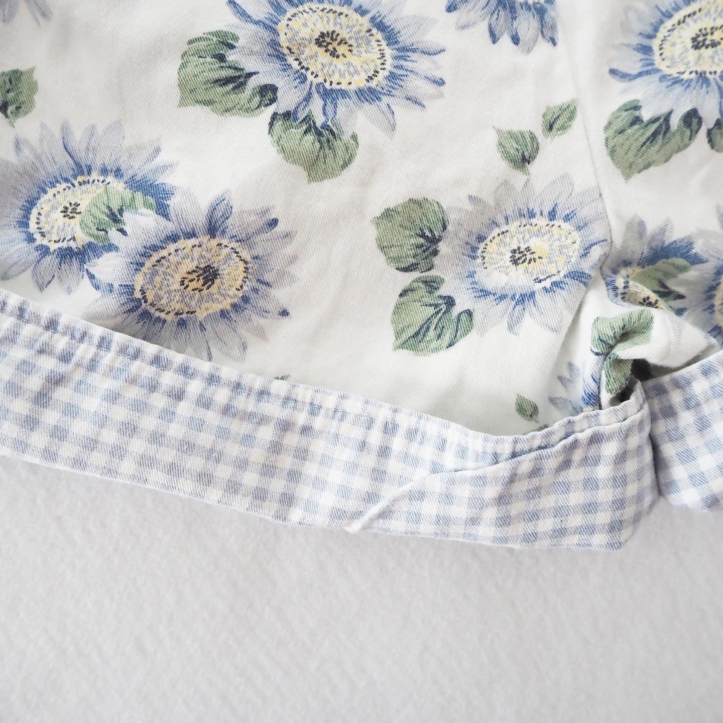 Floral Gingham Shorts - Yellow Clover Vintage Kids Clothes