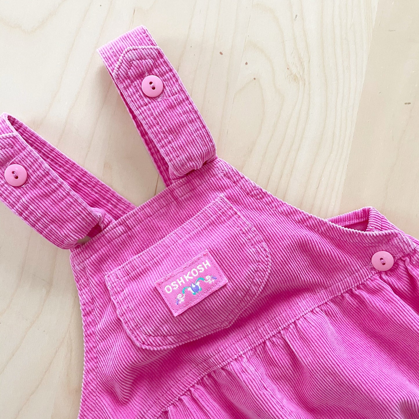 OshKosh Pink Cord Bow Back Overalls - Yellow Clover Vintage Kids Clothes